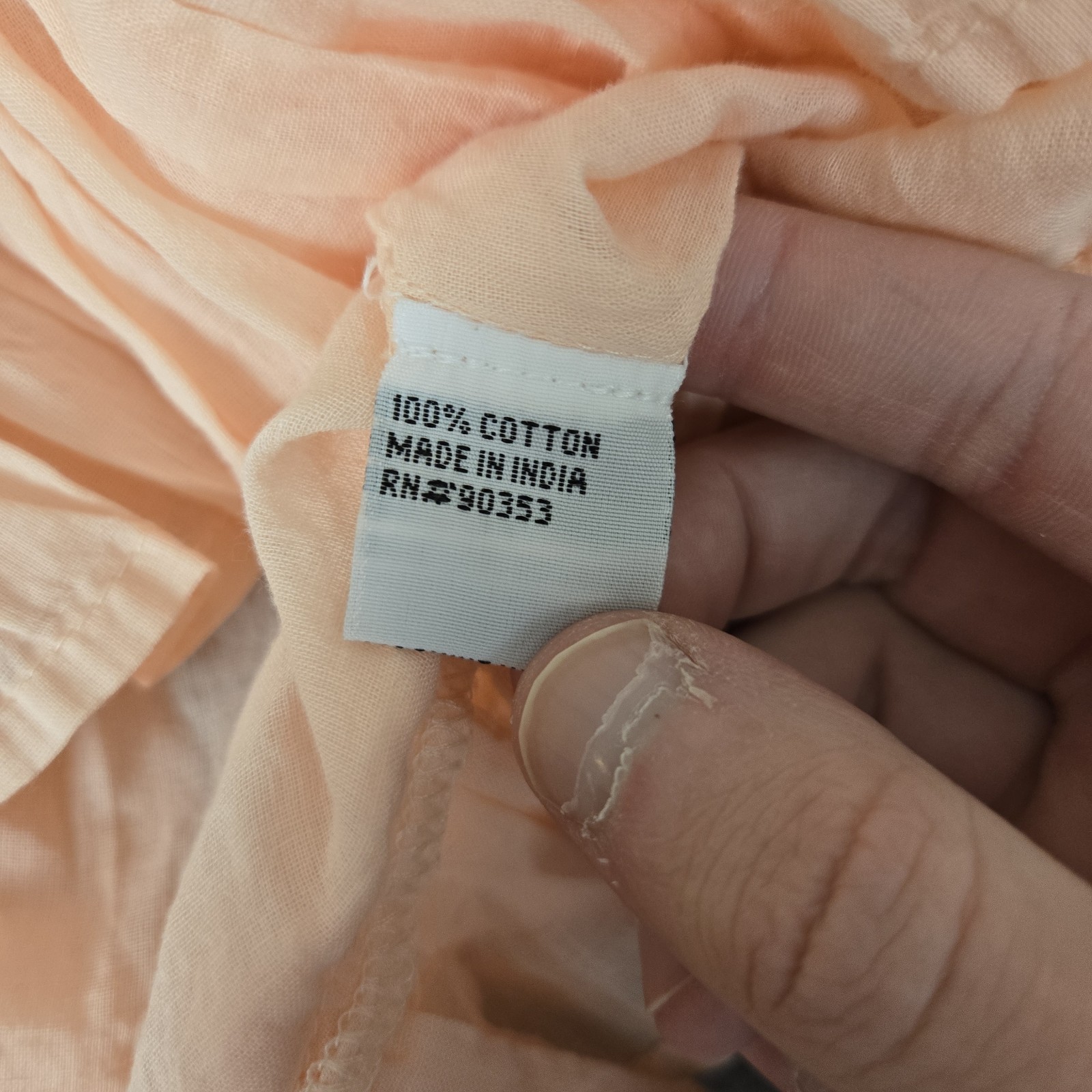 Rebellion Again Blouse Womens Medium Peach Ruffle Camisole Lace V-Neck *READ