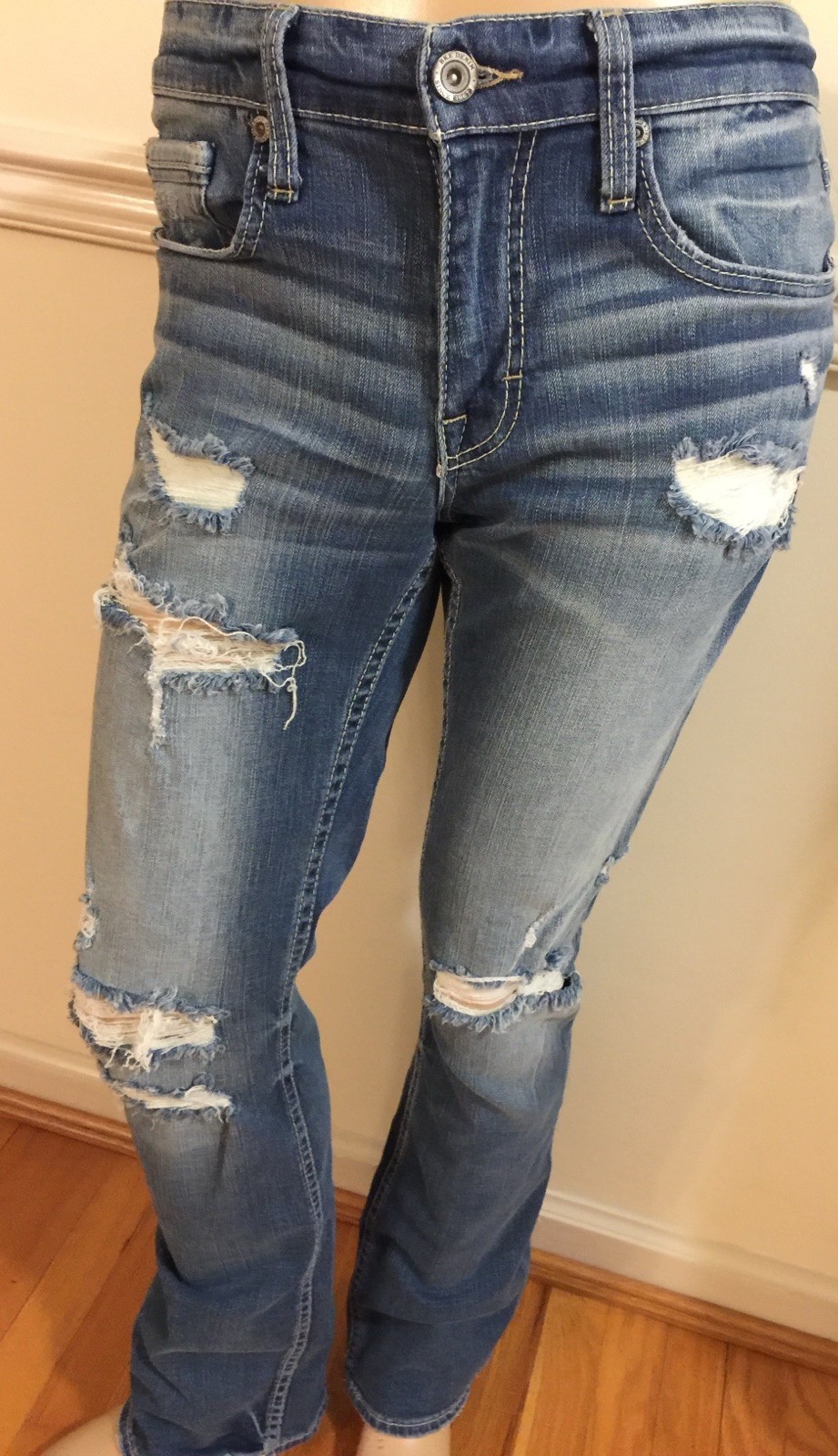 BKE Men 29×34 Jake Blue Jean 99% Cotton 1% Spandex Flex ABP15298 Distressed