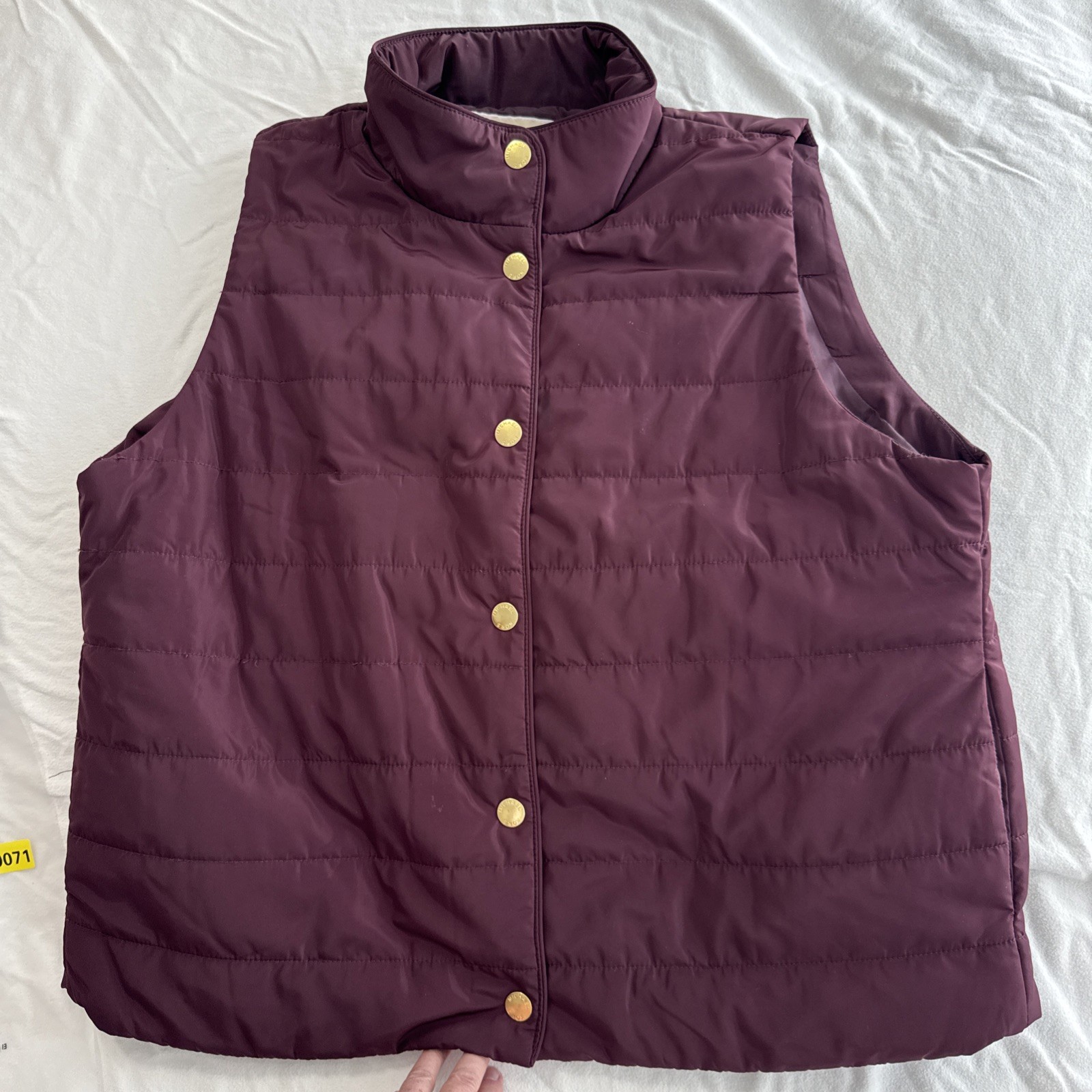 Michael Kors Women’s Gold Snap Quilted Puffer Vest Burgundy XL Slash Pocket