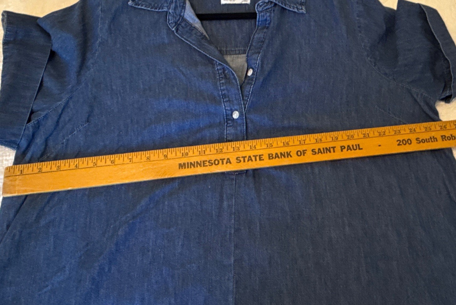 Sonoma Goods For Life 1X Plus Blue Solid Denim Collared Button Shirt Dress
