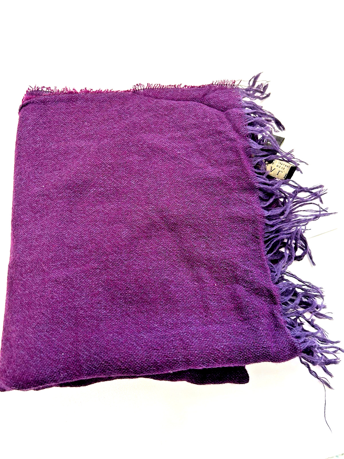 Amicale Men’s Light Weight Cashmere Scarf Plum w/ Fringe Accent