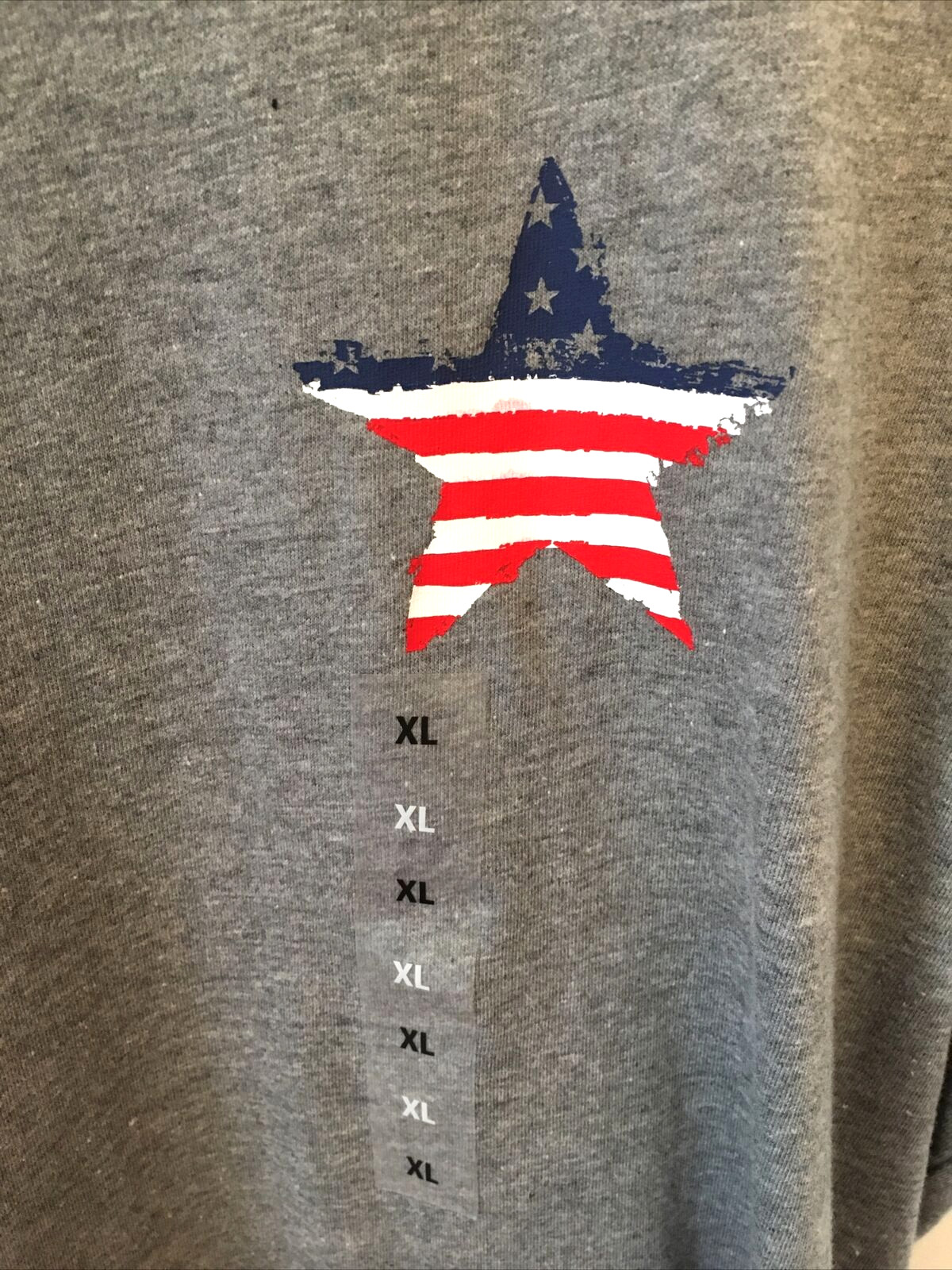 Women’s SONOMA T-Shirt Gray Crewneck Patriotic American Flag Star Top XL NEW