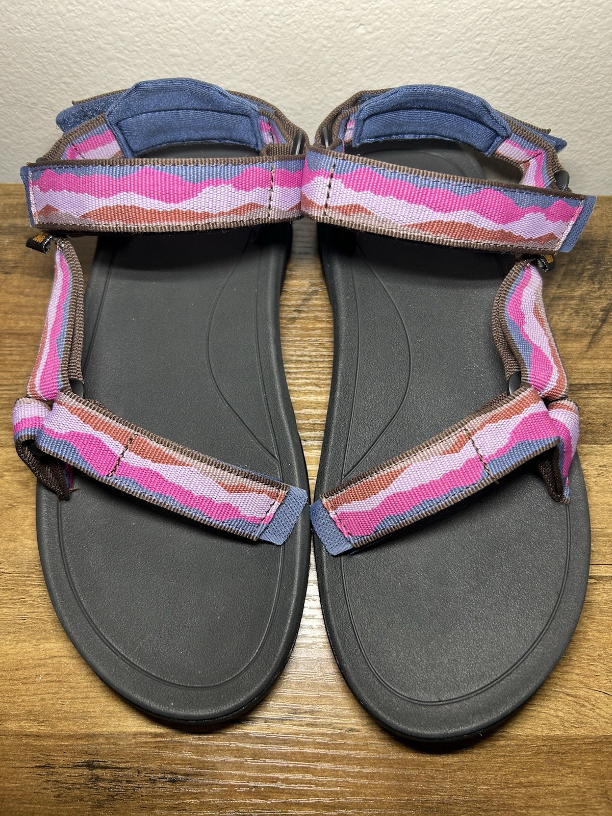Teva Women’s Strappy Sandals Pink/Blue/Black Adjustable US 6 EU 38-39
