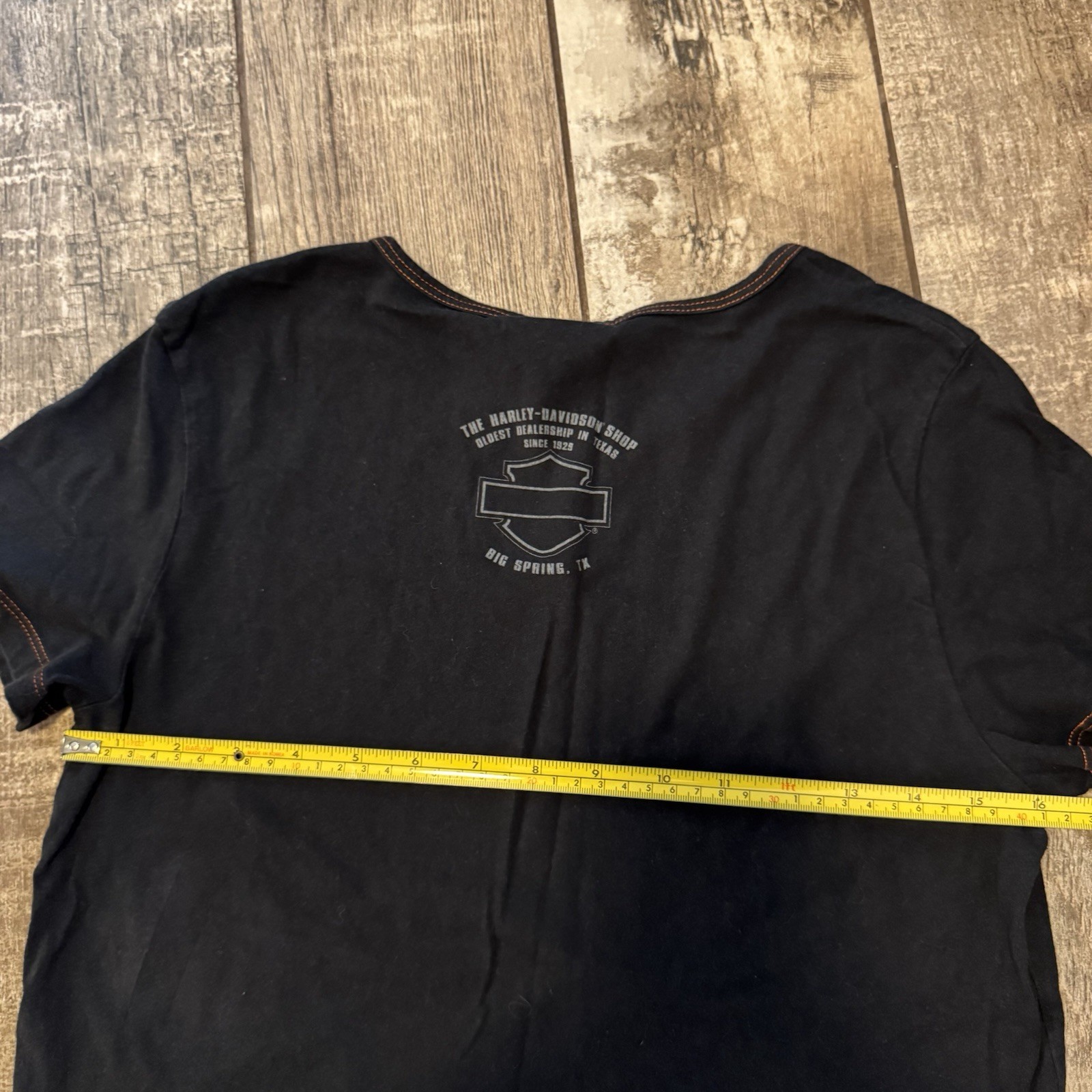 Harley Davidson Rhinestone T-shirt Black Big spring, Tx. Dealership Size Unknown