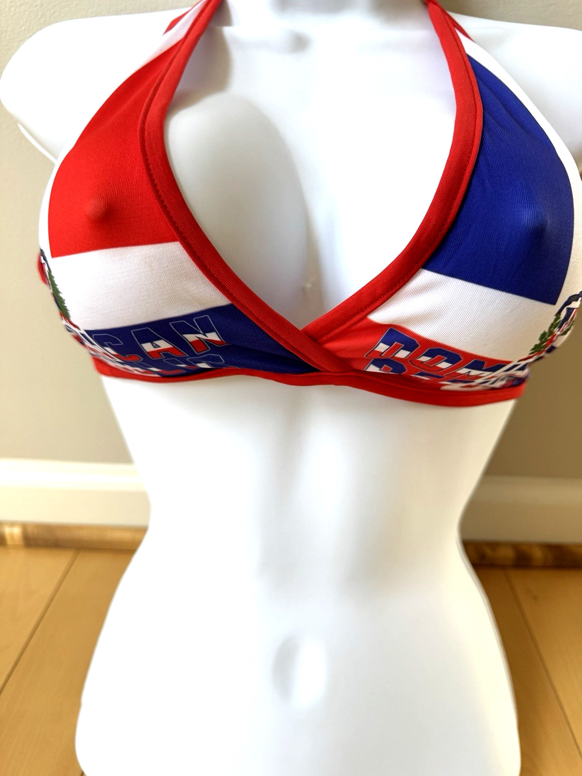 DOMINICAN REPUBLIC Flag Design Bikini Top or Halter Top