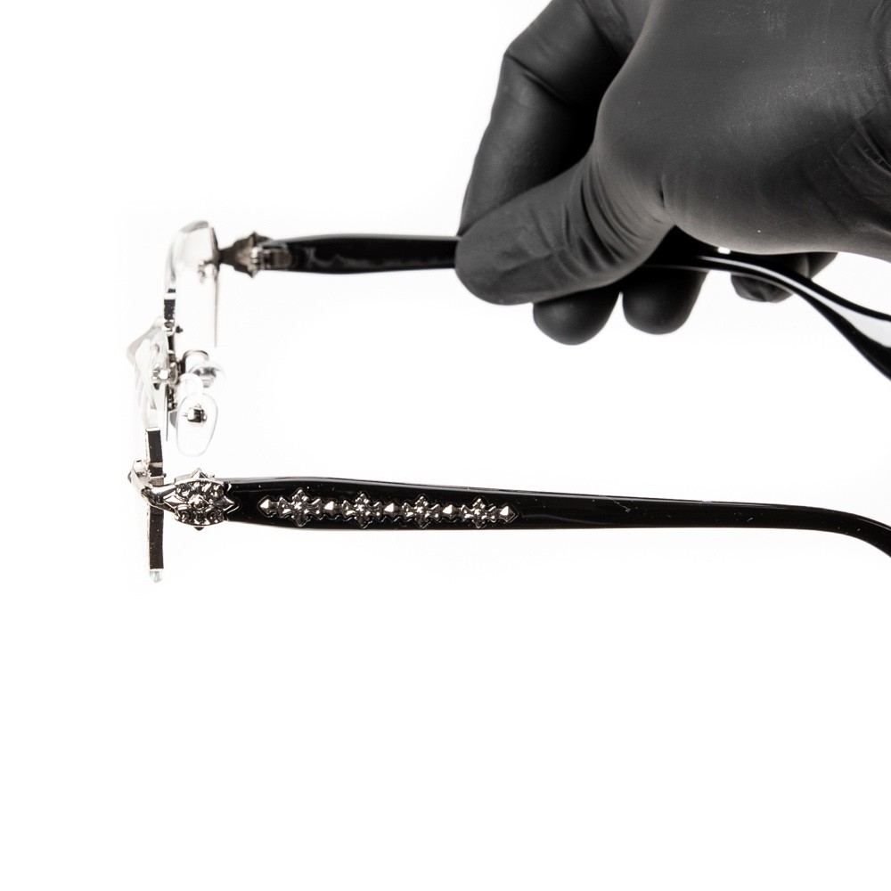 Retro Gothic Cross Style Edge Cut Rimless Clear Lens Silver Frame Eye Glasses
