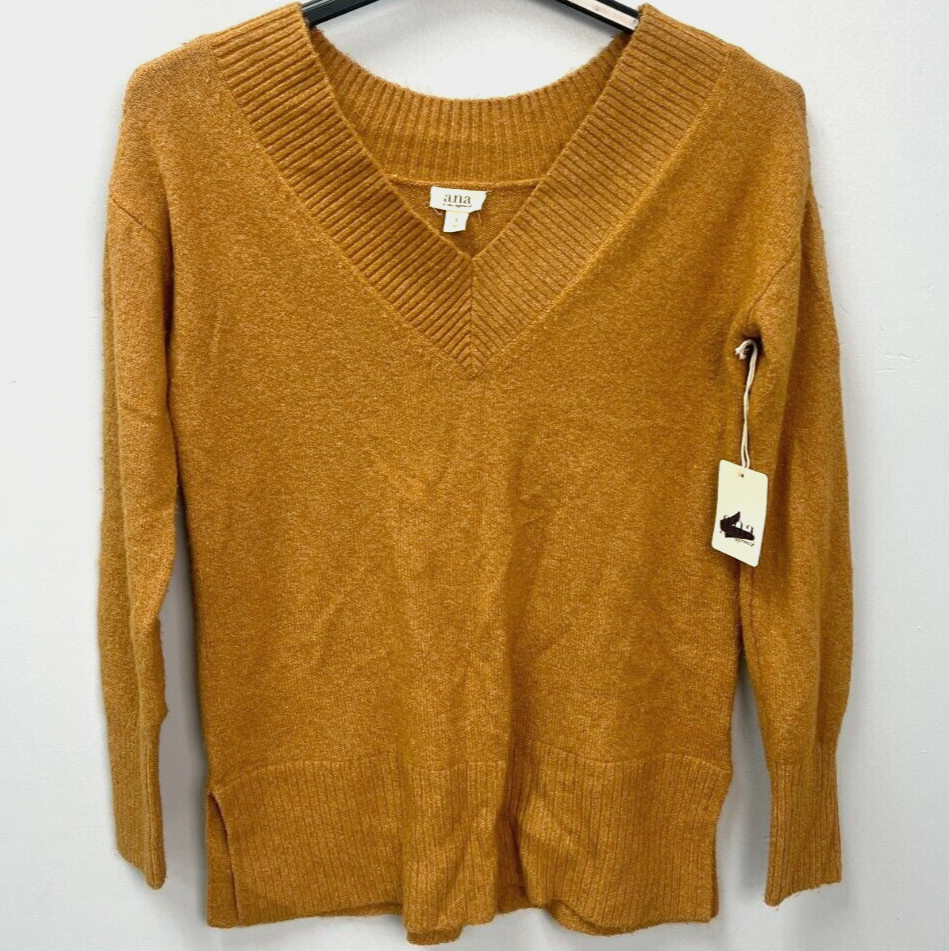 a.n.a. Buckthorn Brown V-Neck Long Sleeve Pullover Sweater Women’s Size Small