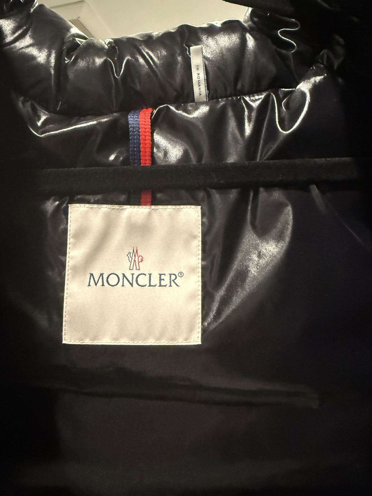 Moncler Black Down Puffer Vest Full Zip Stand Collar Logo Quilted Size 14A