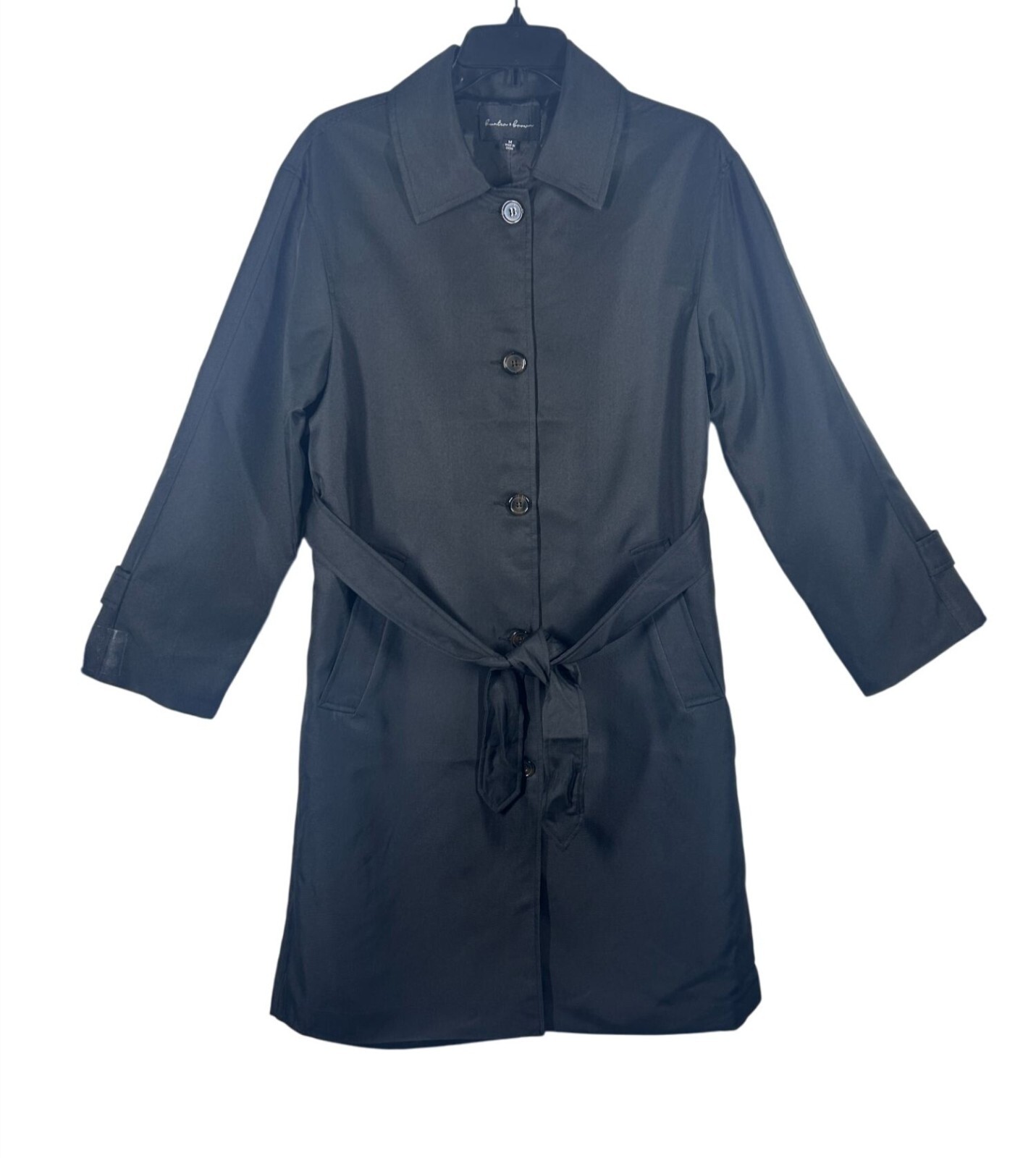 Hunter & Monroe Button-Up Belted Trench Coat Women’s Size Medium Black