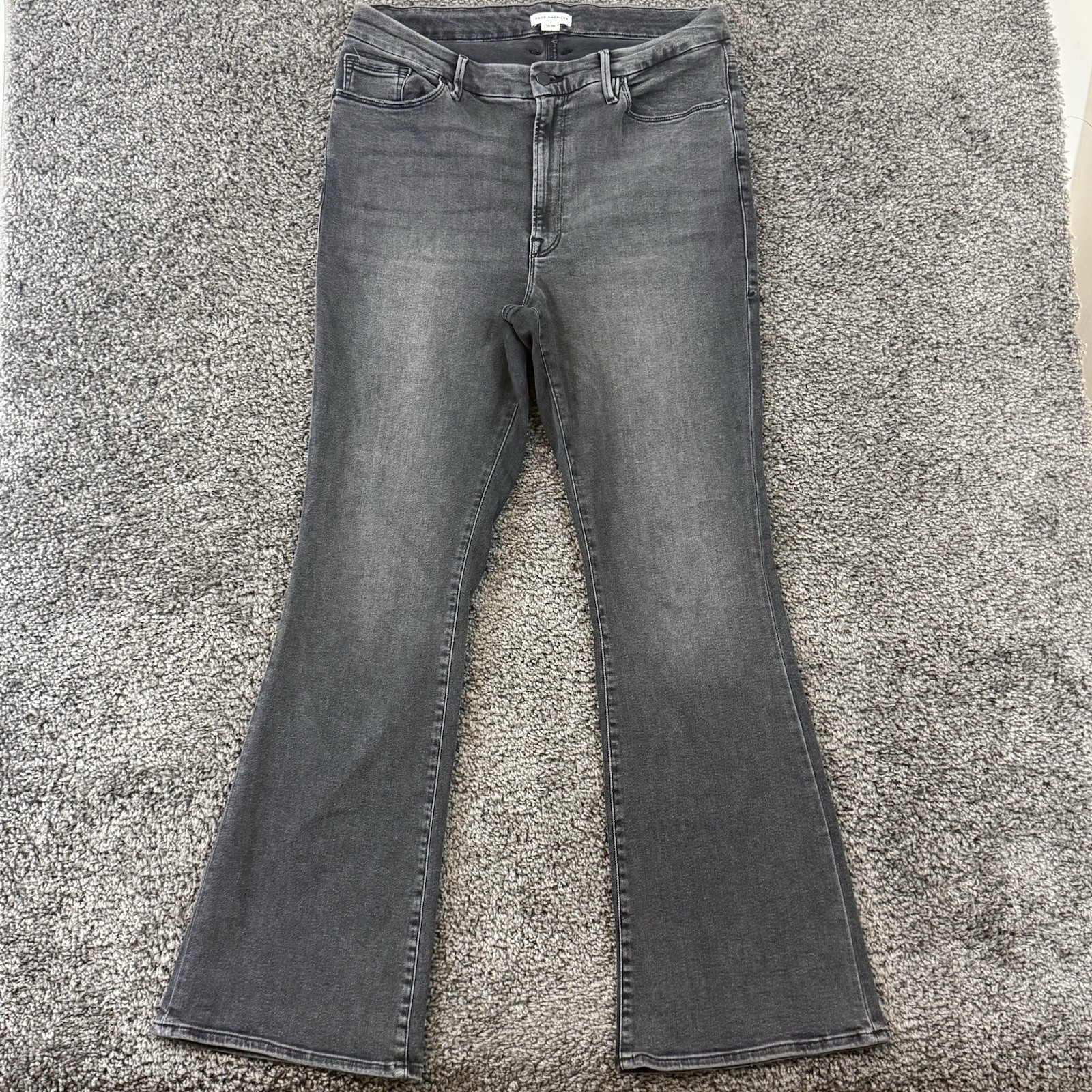 Good American Jeans Womens 14-18 Boot Cut High Waist Flare Stretch Faded Black