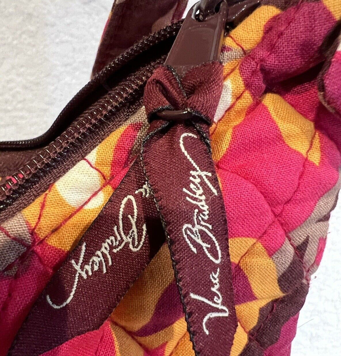 Vera Bradley Fuchsia Orange Tan Over The Shoulder Olivia Carnaby Purse Ret. 2009