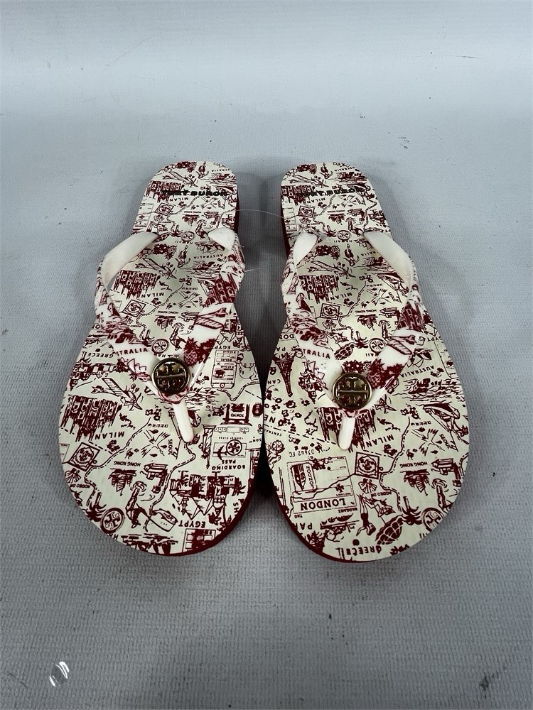 Tory Burch Red And White Flip Flops Size 6