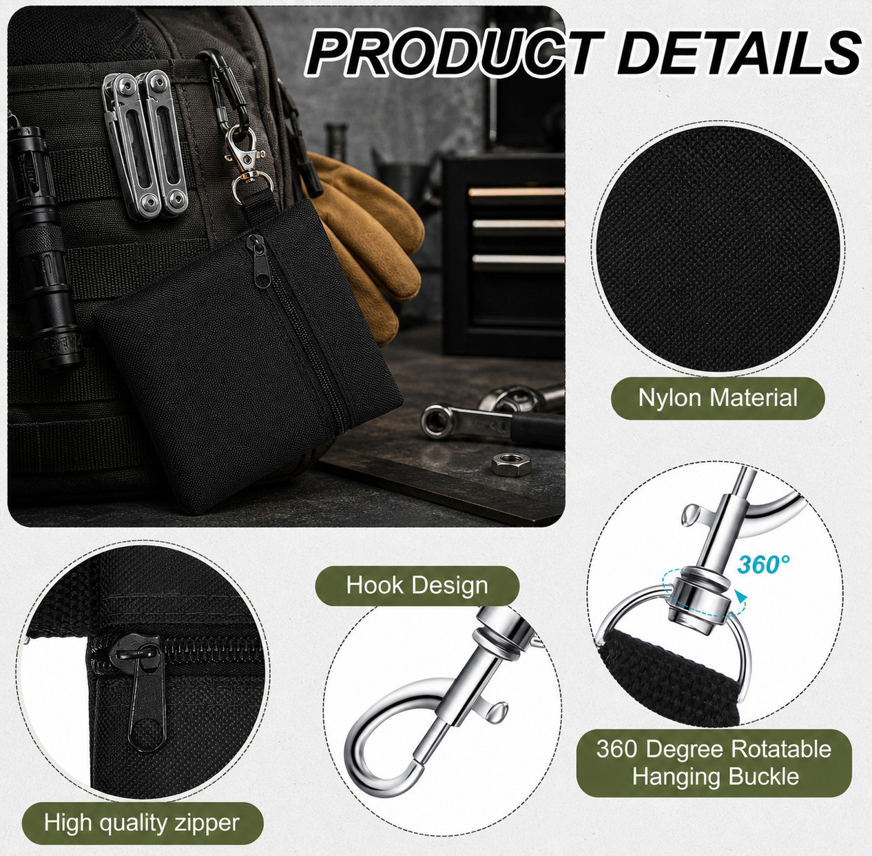 Backpack Utility Organizer System 2 Pouch Portable Carry Management Kit