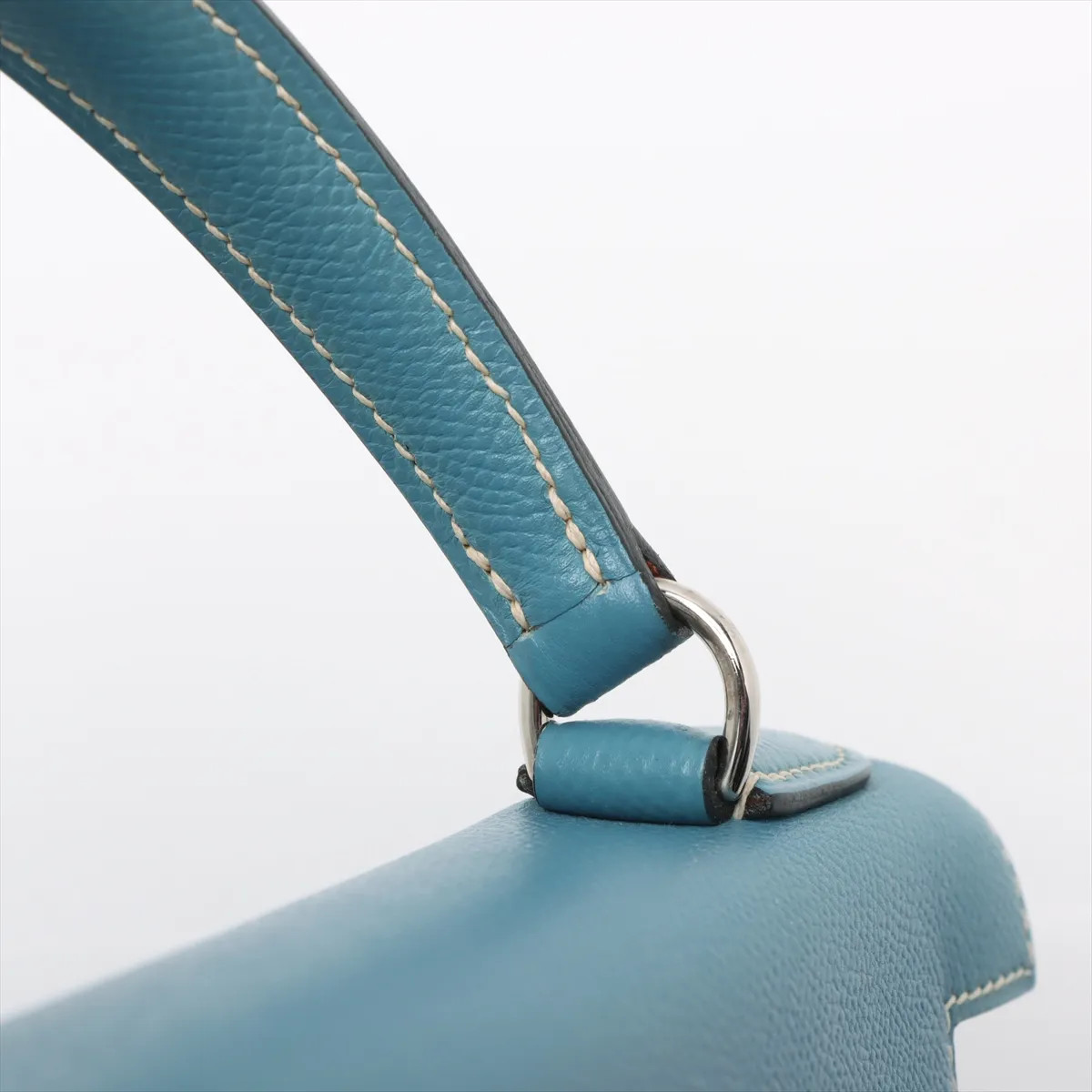 Hermès Kelly 28 Le Tournay Cushbell Blue Jean Silver Metal Fittings □C: 1999