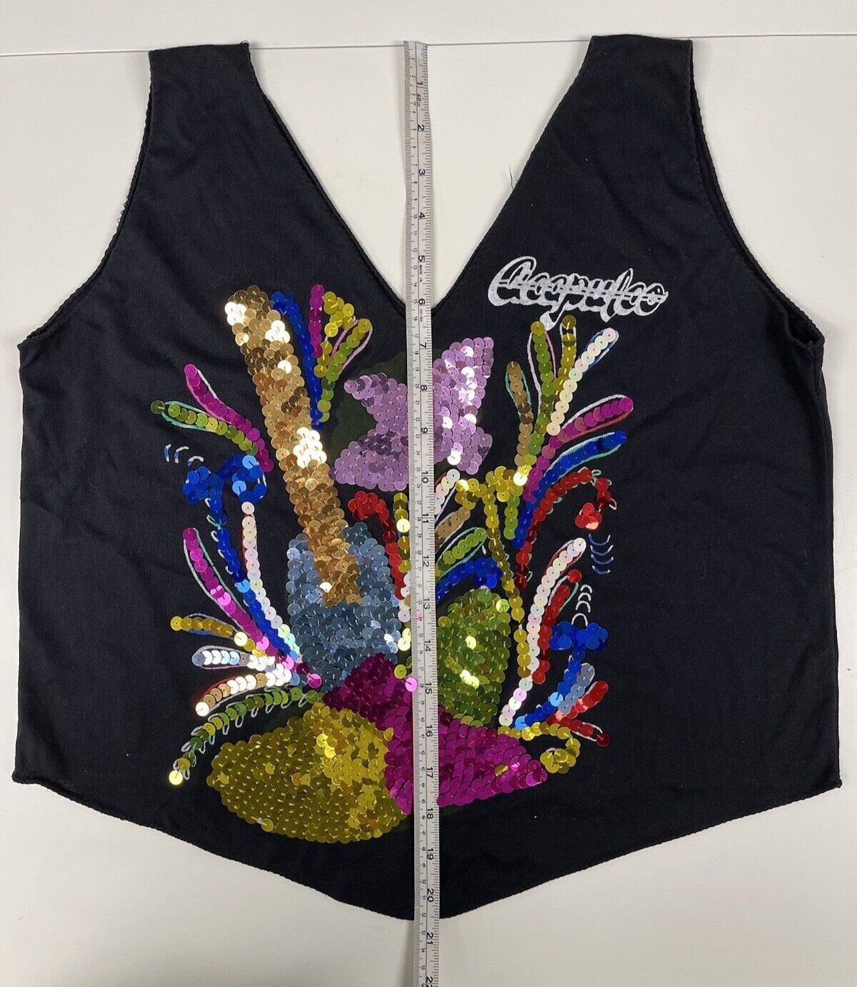 Women’s Vintage 80’s Sequin Dance Club T-Shirt M-L Black Knit Fame Flashdance 
