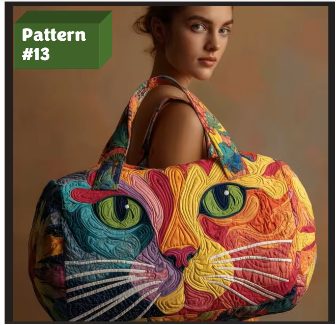 Bus Series Quilted Cotton Quilted Travel Bag 3D Design Boho Style Duffle Bag