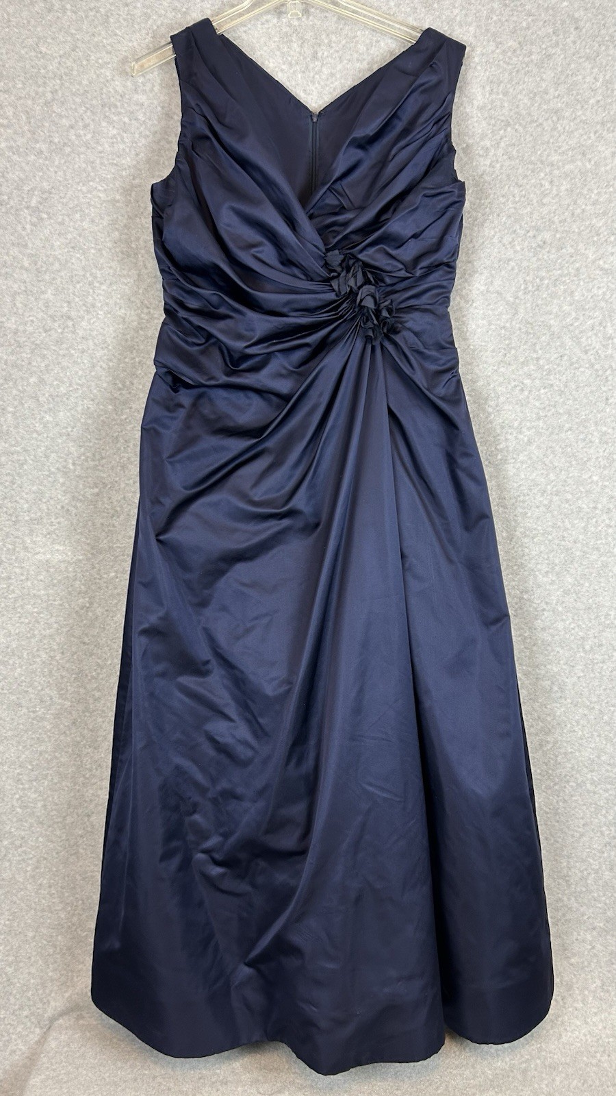 Catherine Regehr Gown Size XXL Navy Blue Taffeta Iridescent Surplice Wrap