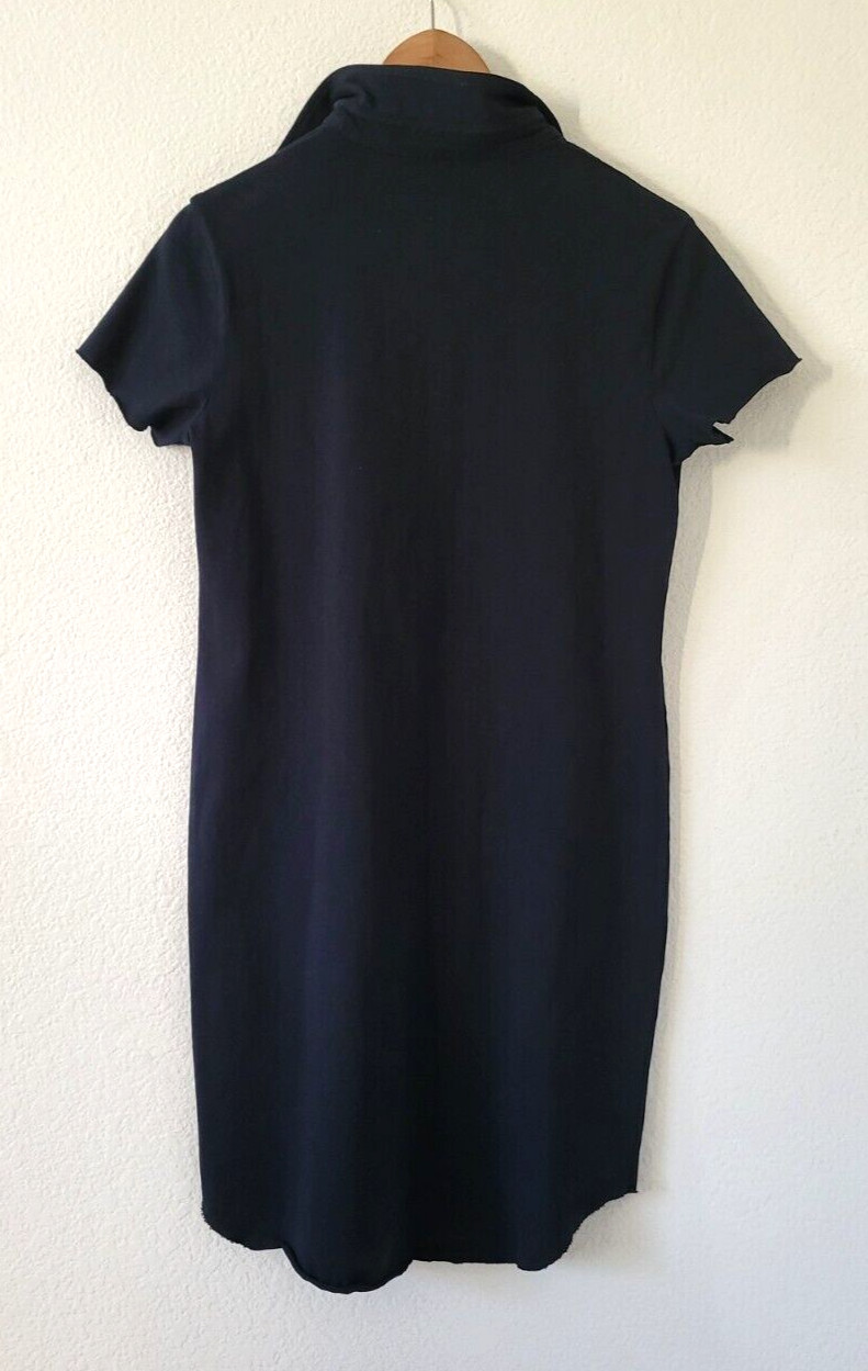 Frank & Eileen Heritage Jersey Cotton Polo Collar Dress In Black. Size XS —