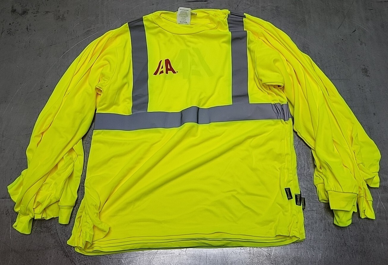 6pk OccuNomix Safety T-Shirt Long Sleeve Wicking Birdseye Mesh LRG Class 2 *LOGO
