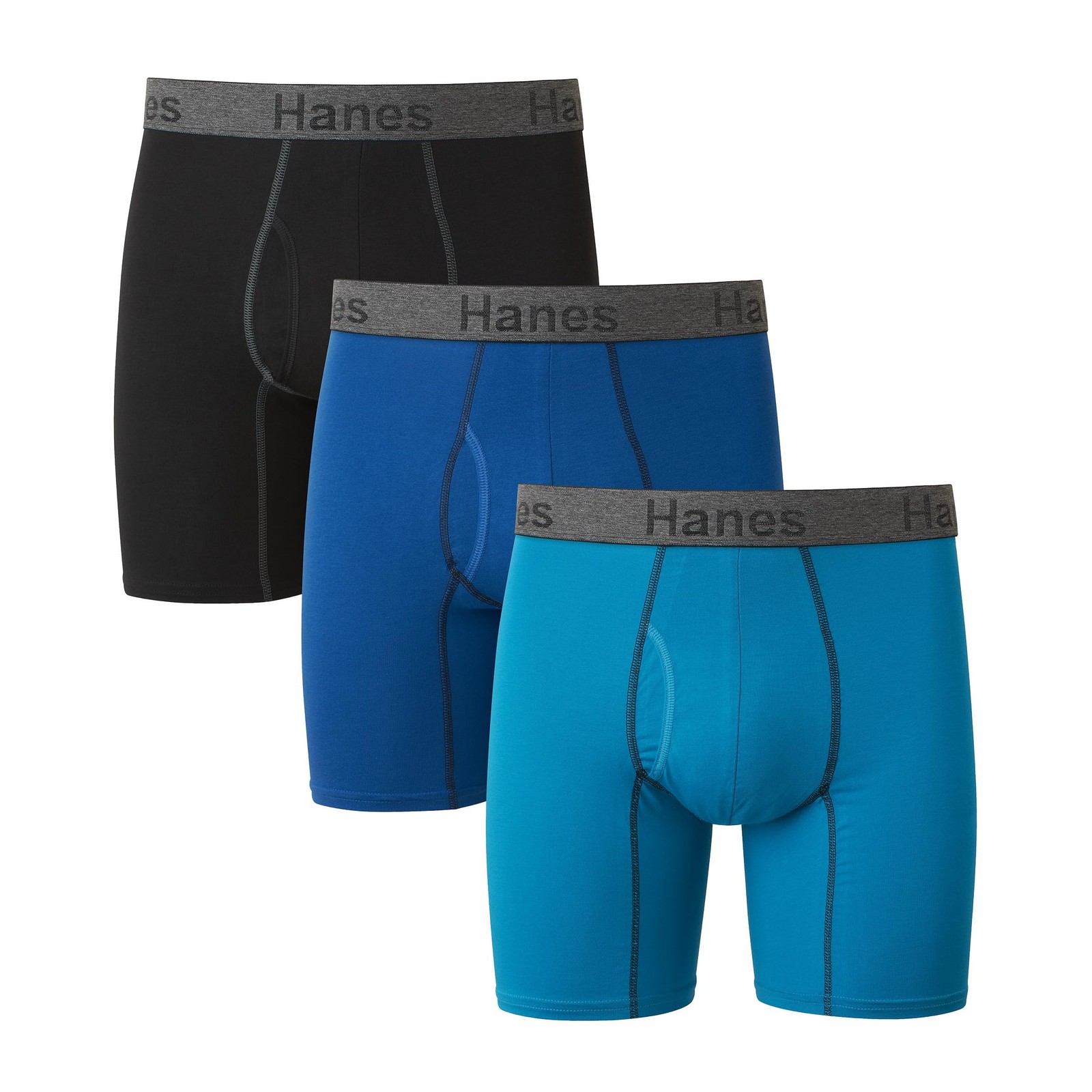 3 Pack Mens Boxer Briefs Long Leg Stretch Cotton Breathable Underwear XXL