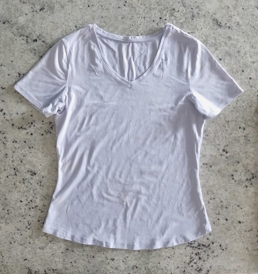 DUNNES Irish Purple Lilac Cotton Blend Knit V-Neck Short Sleeve T-Shirt Small