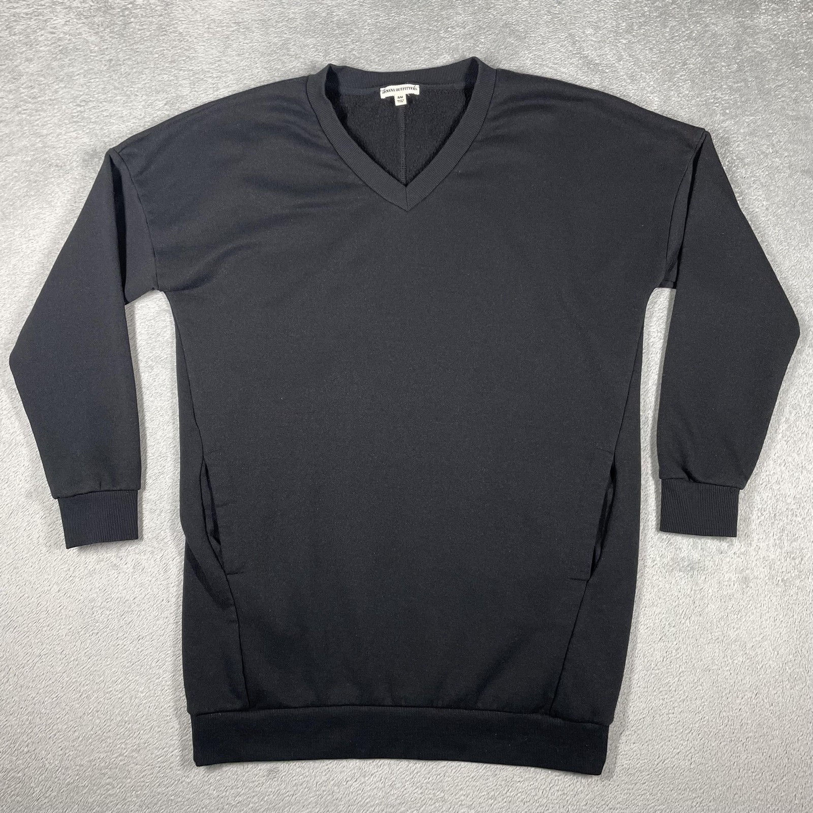 Zenana Outfitters Sweatshirt Womens S/M Black V-Neck Pockets Lined Stretch