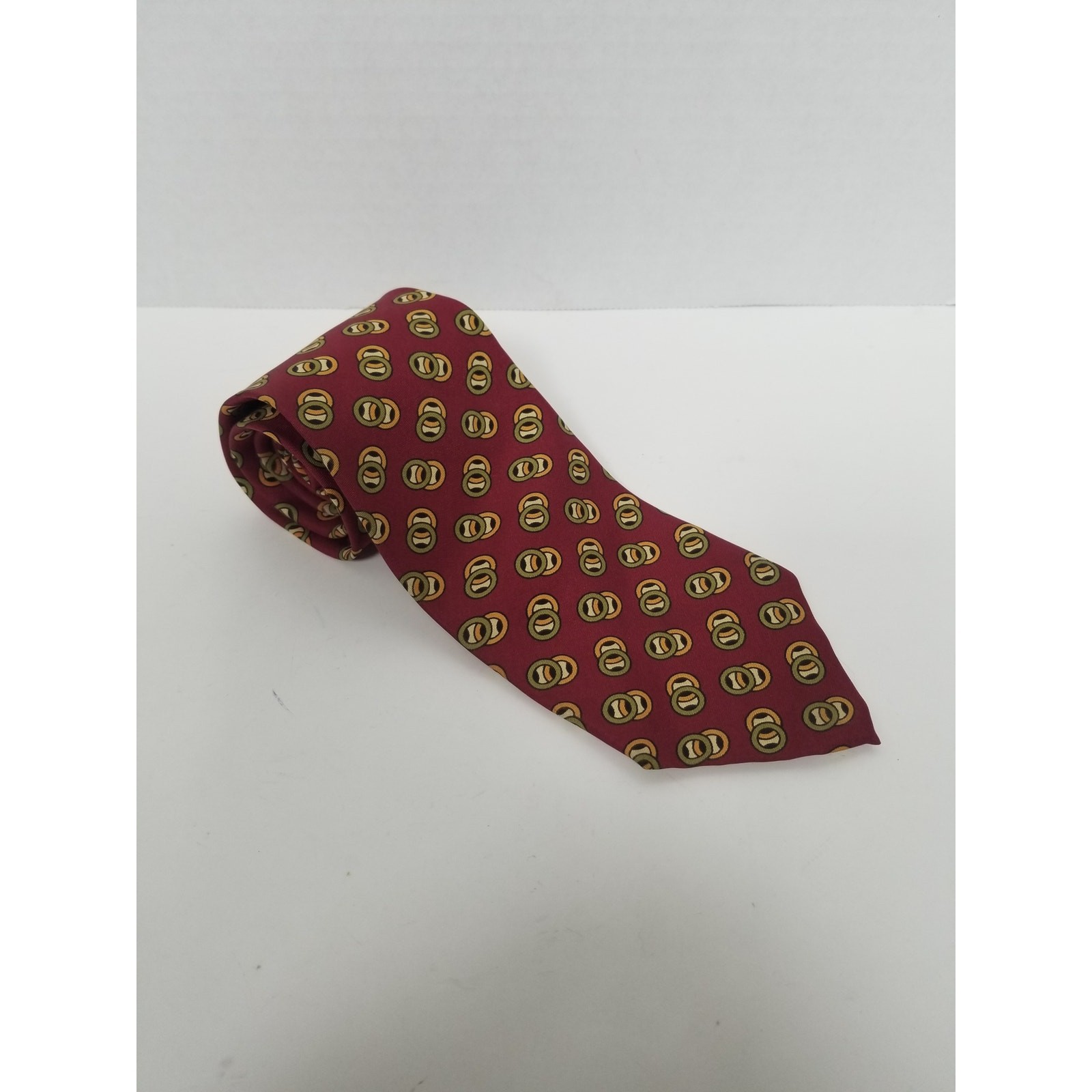 J. Crew 100% Imported Silk Men’s Necktie Red Green Geometric Handmade USA
