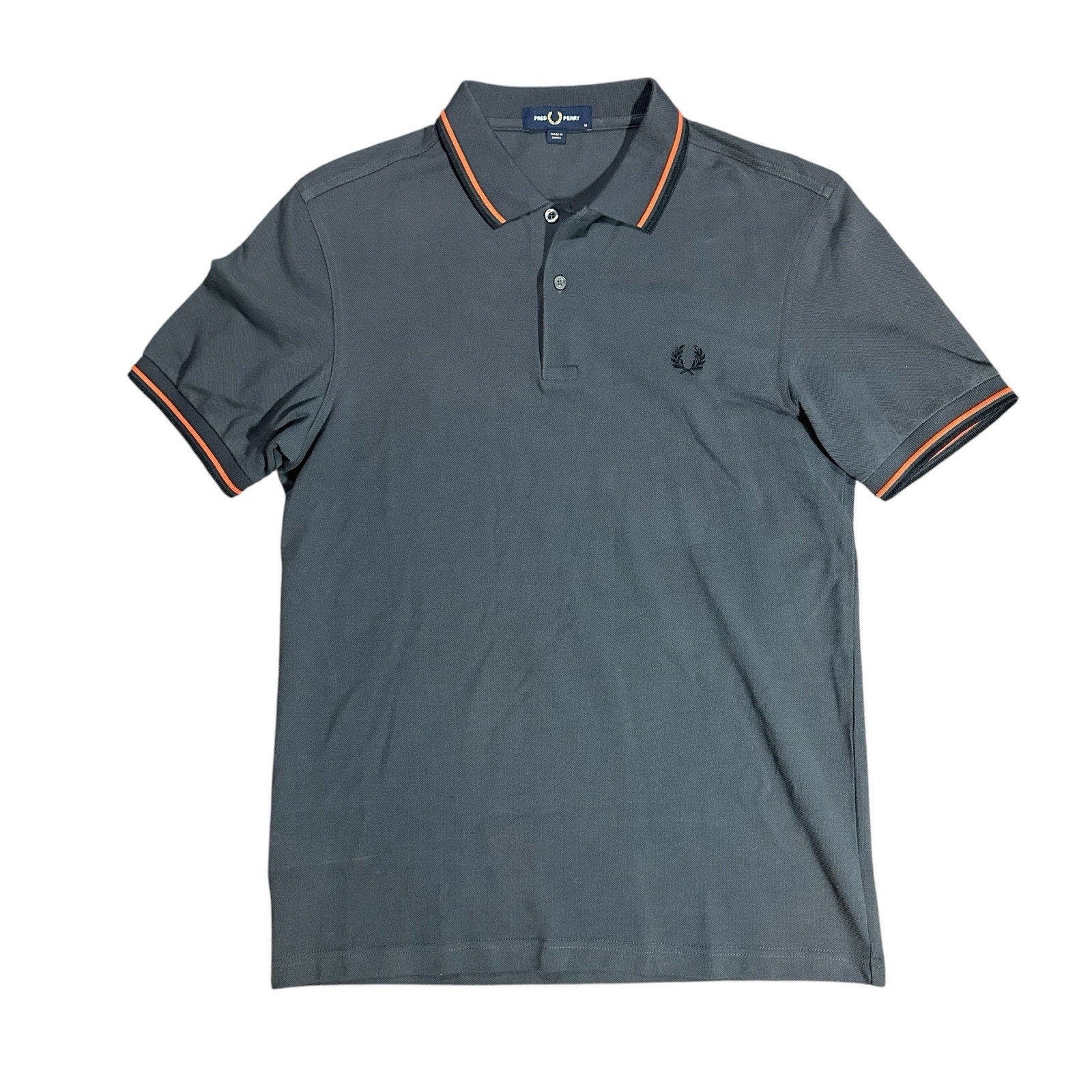 Fred Perry Men’s Size Medium Twin Tipped Polo Shirt Pique Cotton Grey SS M3600