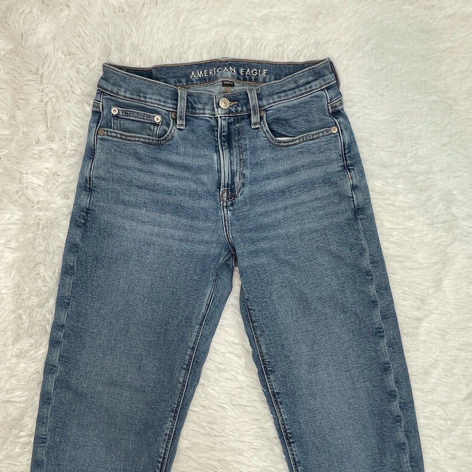 American Eagle 90s Straight Leg Crop Jeans Women’s Size 2 Long Blue Denim Loose