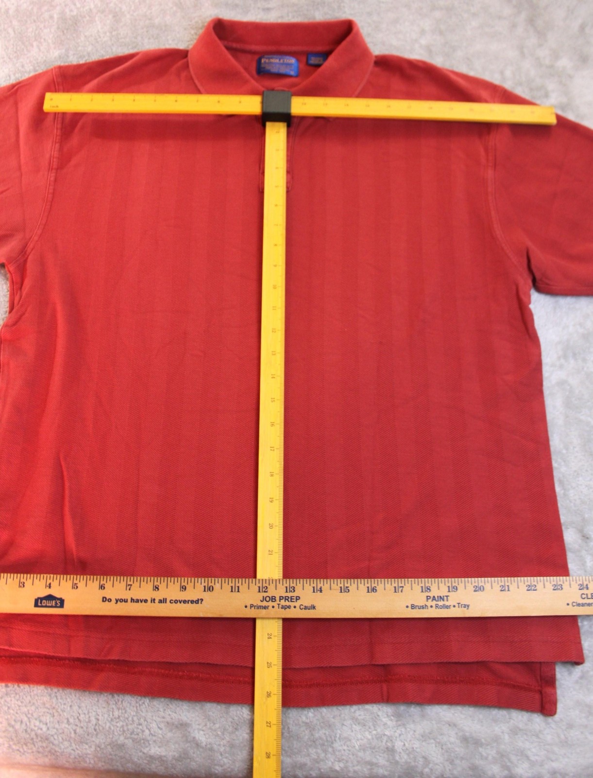 Pendleton Polo Shirt Mens L Red 100% Cotton Herringbone Breathable Easy Care