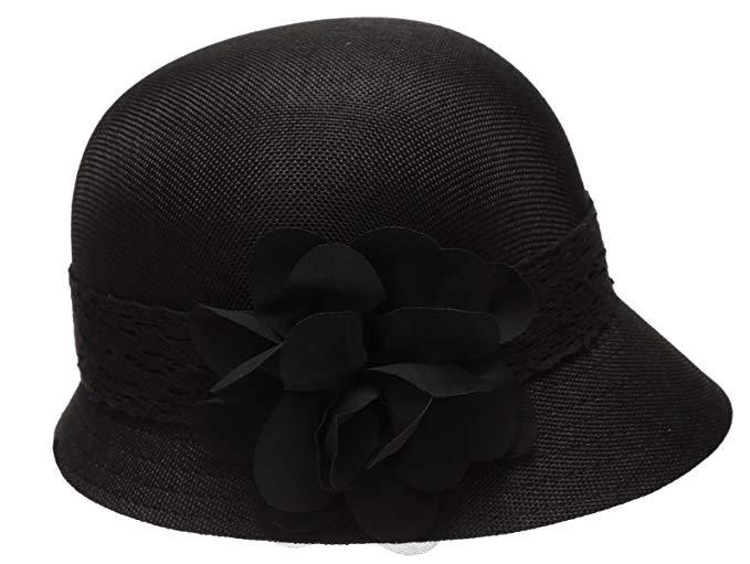 1920’s Inspired Women’s Gatsby Linen Cloche Hat With Lace Band and Flower