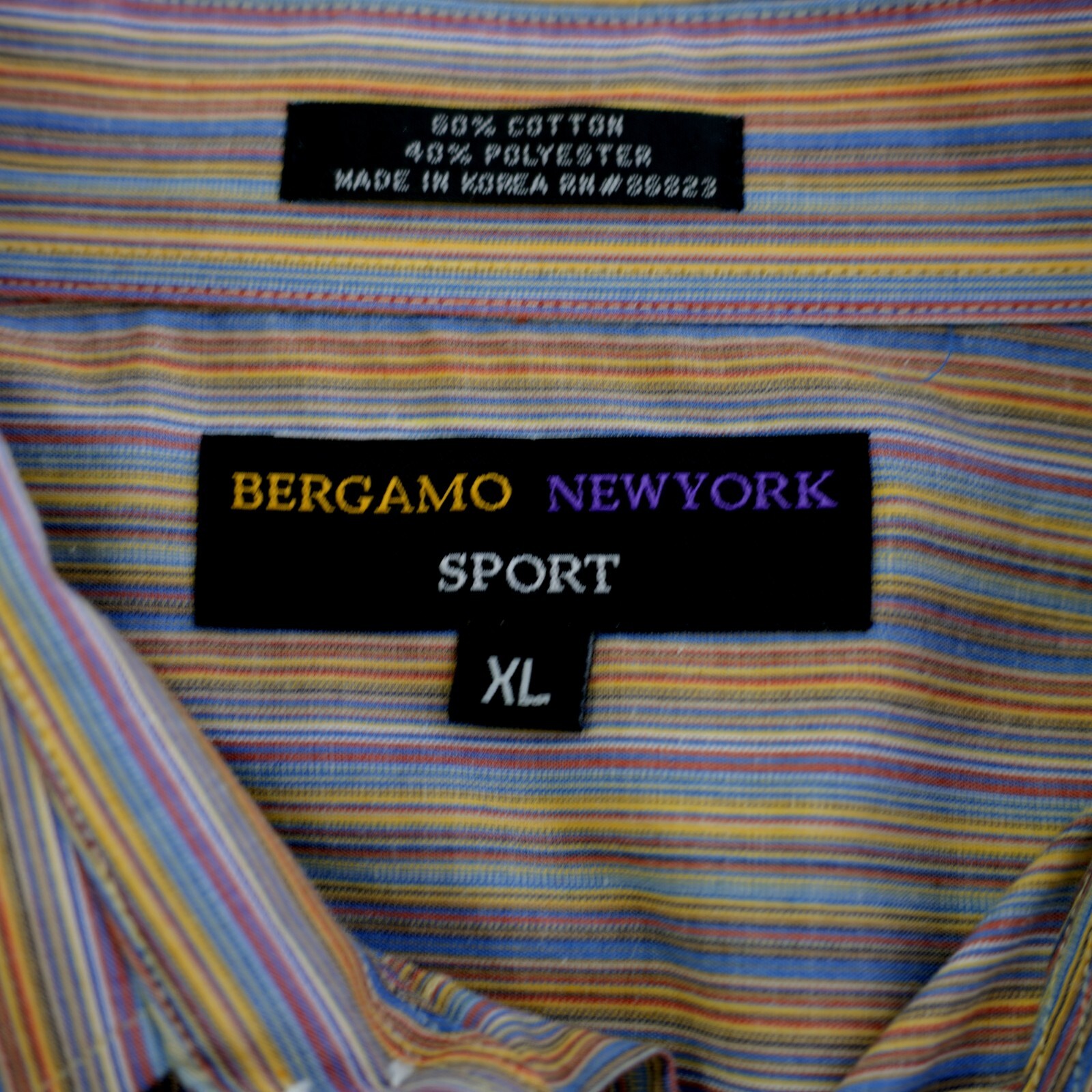 Bergamo New York Sport XL Multi-Colored Cotton Polyester Collared Dress Shirt