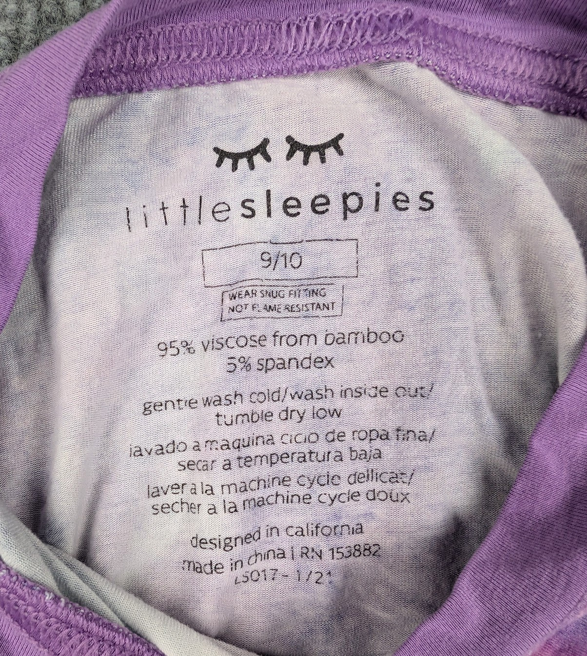 Little Sleepies Pajama Set Girls 9 10 Bamboo Tie Dye Striped Lightweight Stretch