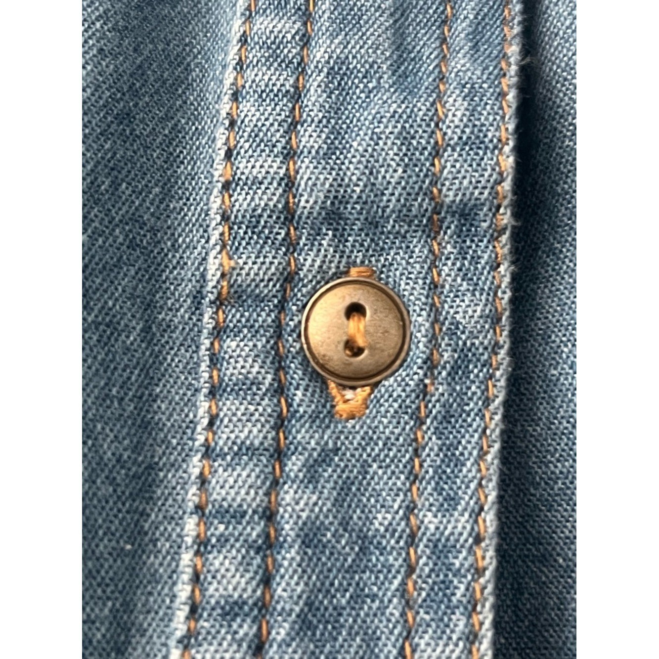 Scandia Woods Denim Button-Down Shirt with Rose Embroidery – Blue, Size L