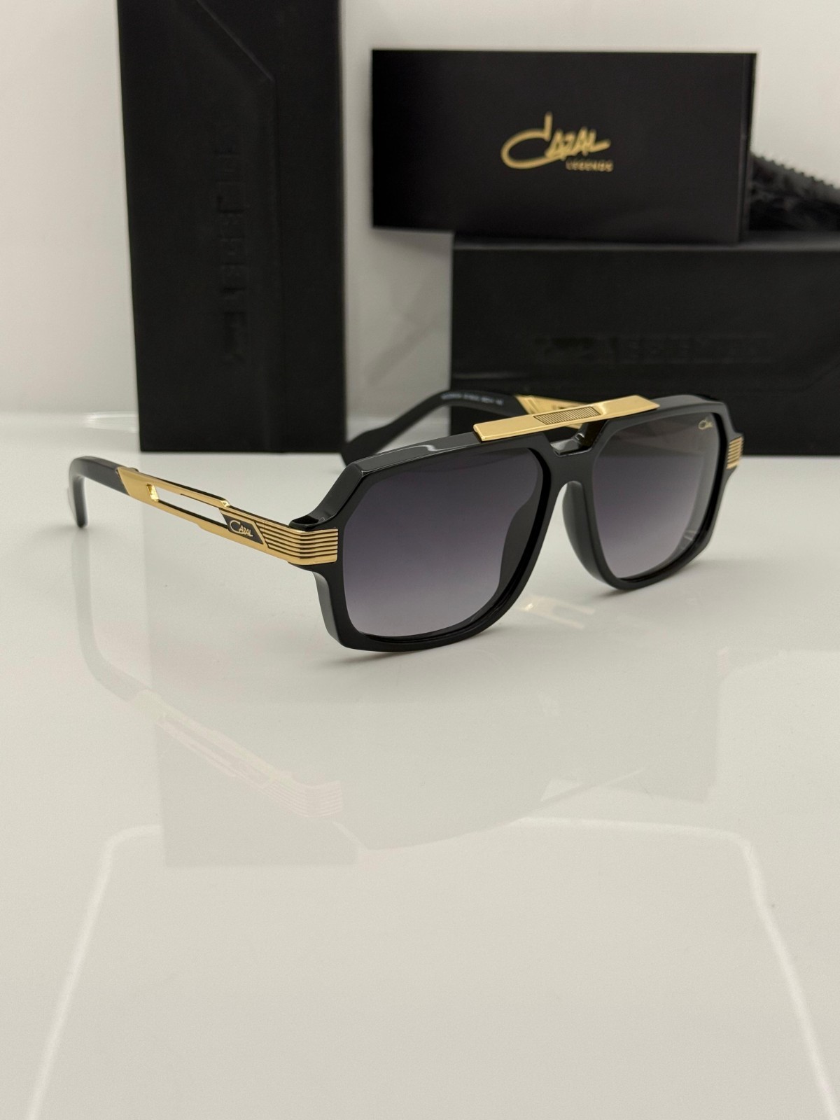 Cazal Sunglasses Legends Black Golden Double Bridge Glasses, fast shipping