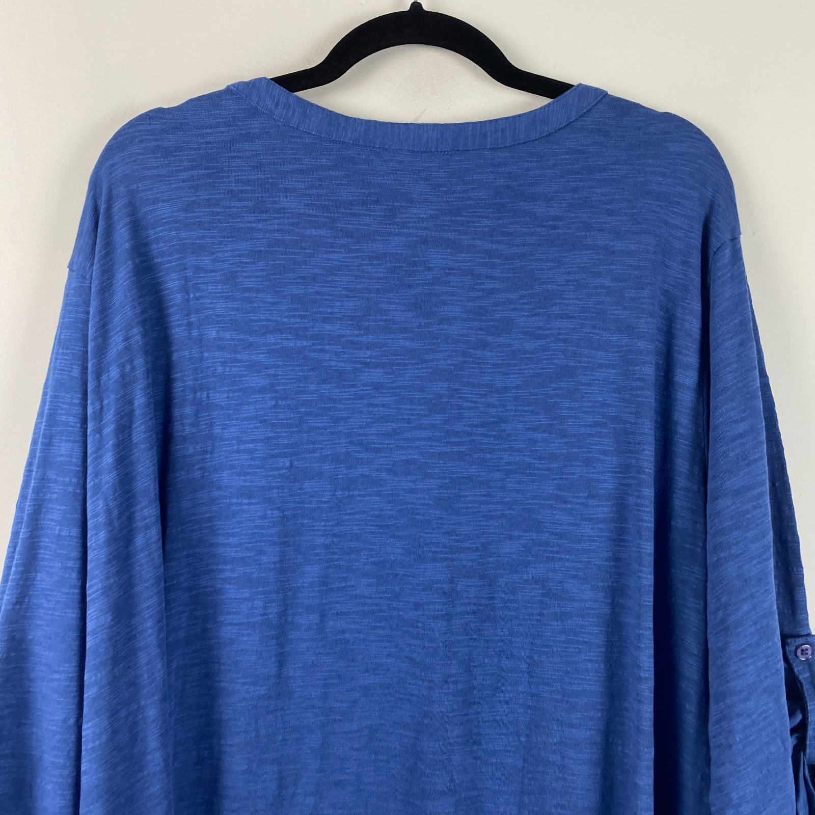 Catherines Embroidered Button Front Tunic Size 5X Blue Floral Cotton Modal