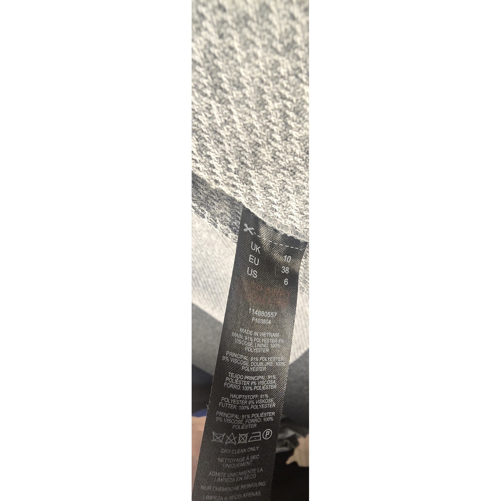 Topshop Gray Herringbone Knit Blazer Single Button Lapel Collar Women’s