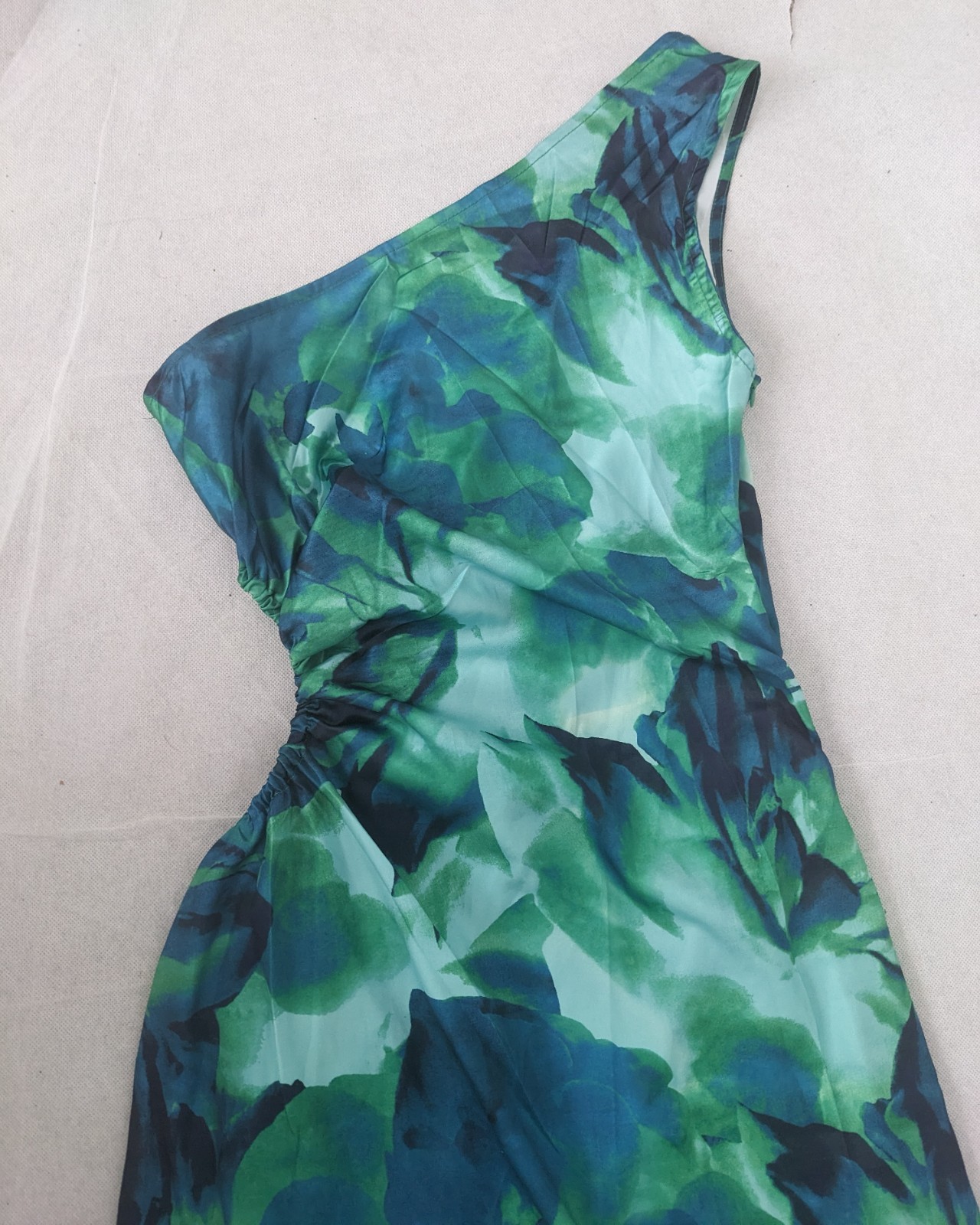 Eco Leaf Pattern Asymmetrical Cut Out Dress Multi Size M Cocktail Party Prom