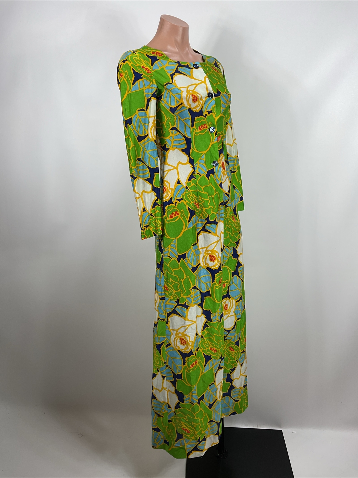 Vintage 70s Kaftan PSYCHEDELIC Sheath Dress Hippie Festival Kaftan Neon Floral