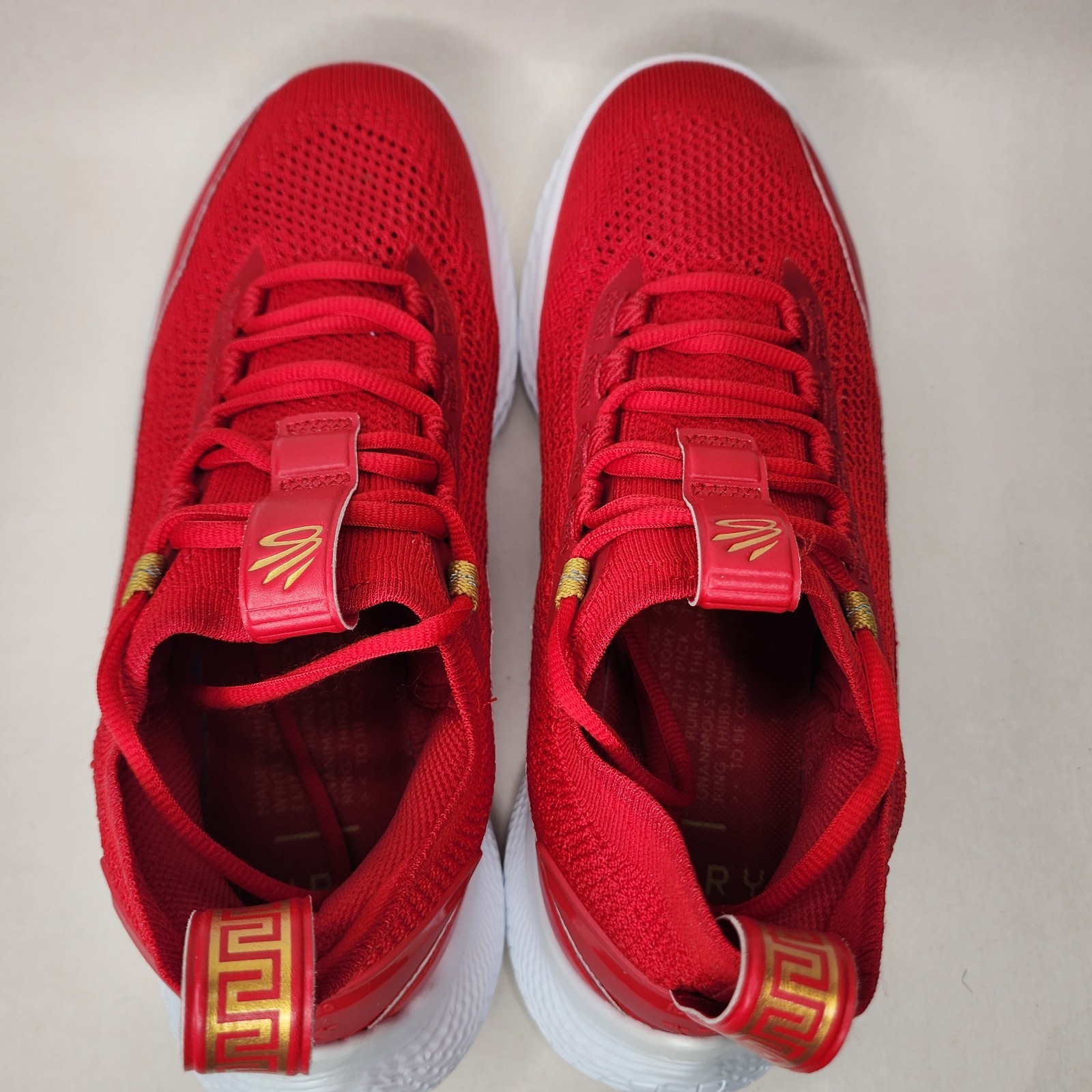 Under Armour Curry 8 Flow Red Gold Chinese New Year Mens 9.5 3024035-600