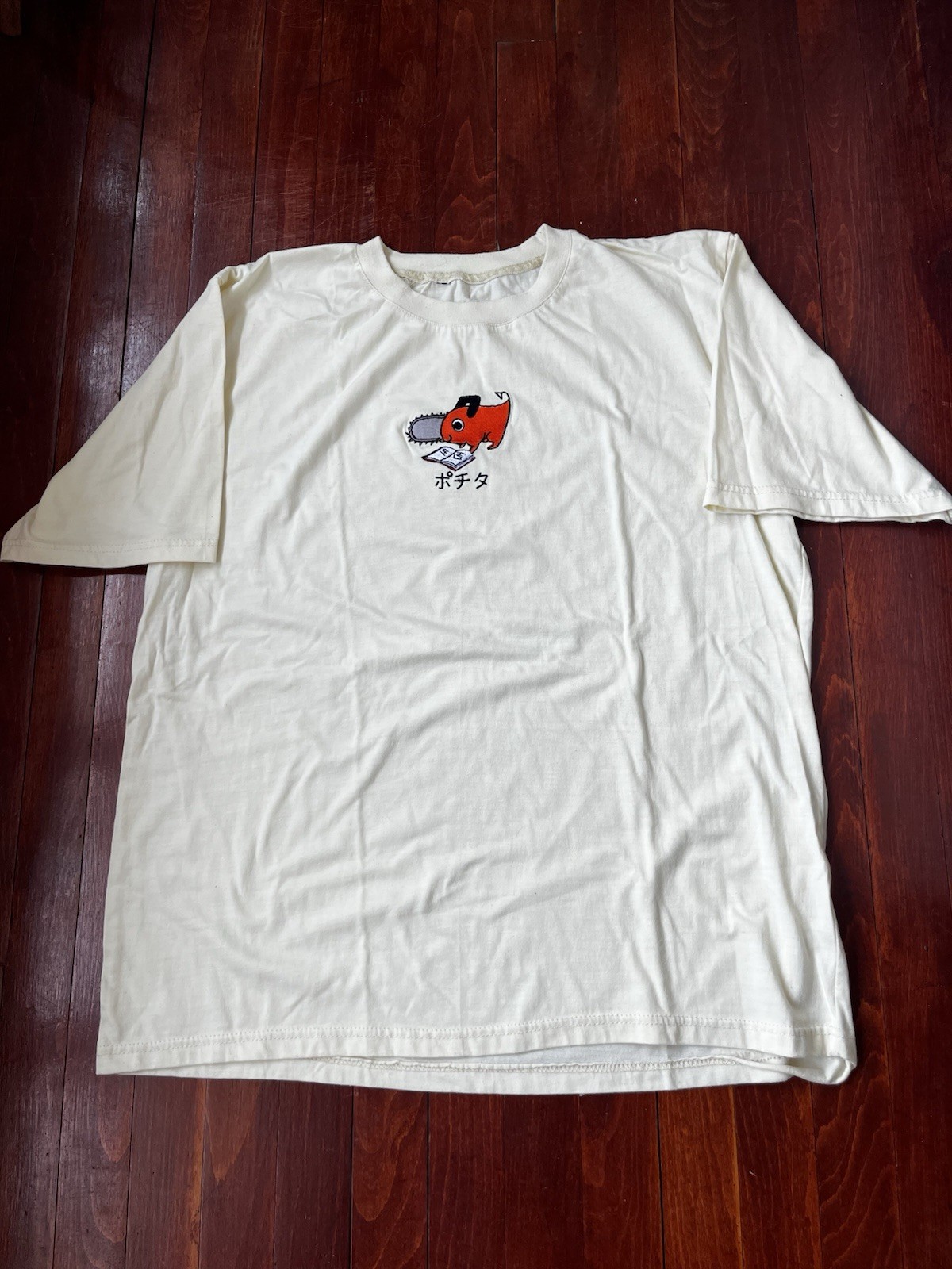 Men’s White Cotton Knit Graphic Fox Crew Neck Short Sleeve T-Shirt L