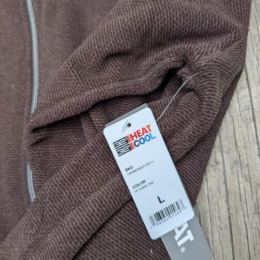 32 Degrees Heat Men’s Full Zip Jacket L Dark Oak Textured Fleece