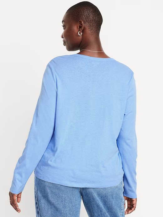 NWT Old Navy EveryWear Crewneck Long-Sleeve T-Shirt Tee Shirt Blue Women M