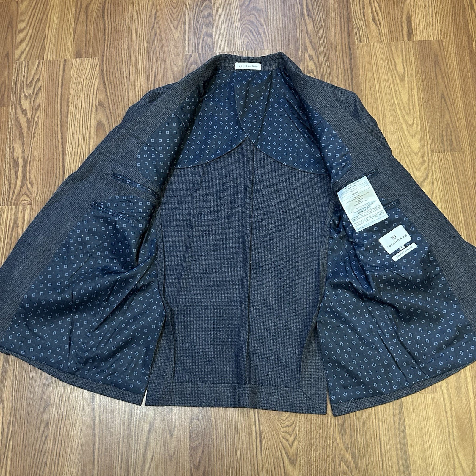 7Diamonds Belfast Deconstructed Blazer Men’s M 40R Blue Indigo Wool Blend $195