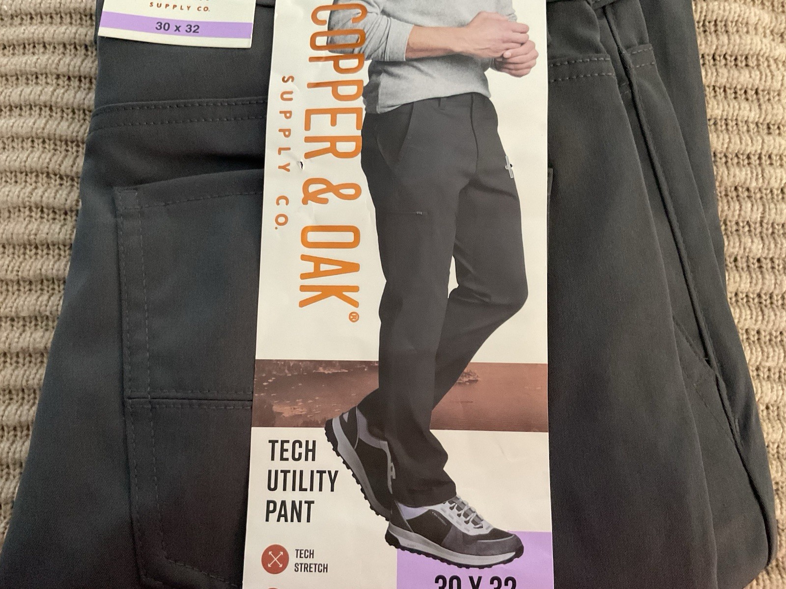 Copper and Oak Supply Co Men’s Tech Utility Gray Pants Straight Fit – Size 30×32