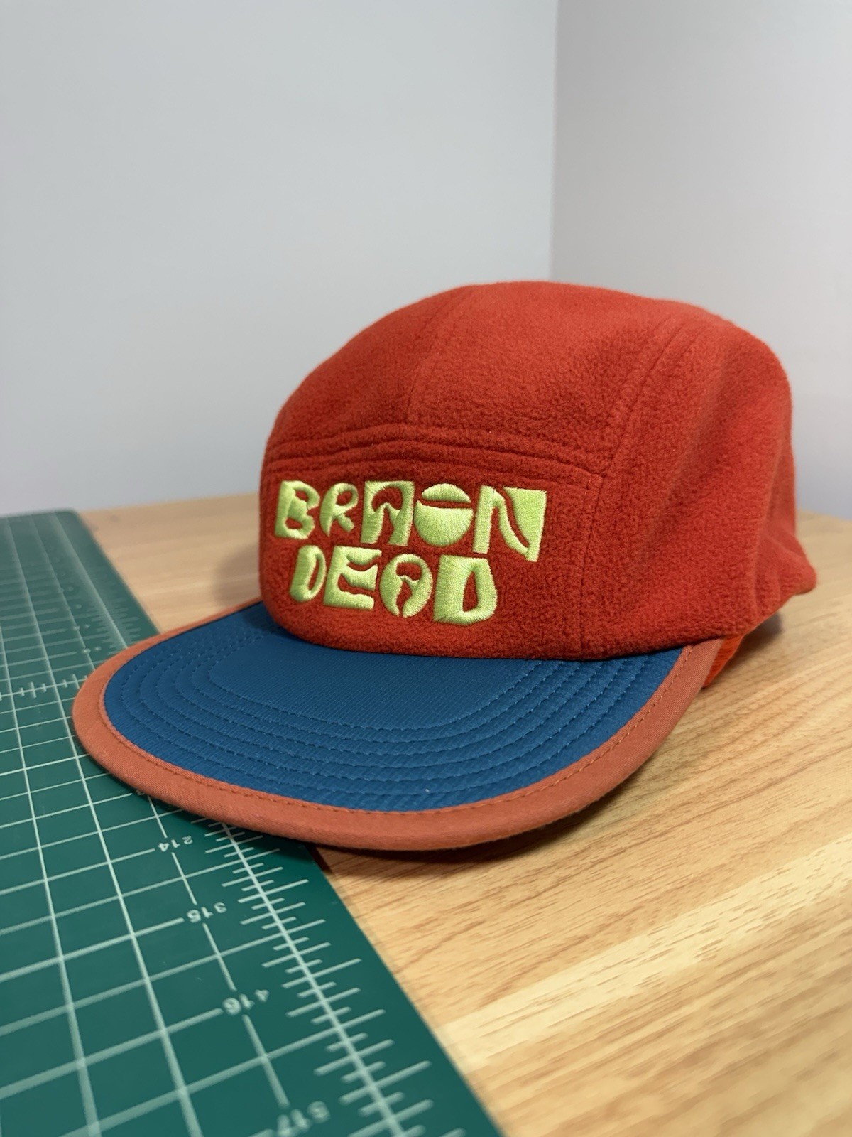 Brain Dead Shroomin Polar Fleece Camp Hat Terracotta/Blue One Size Adjustable