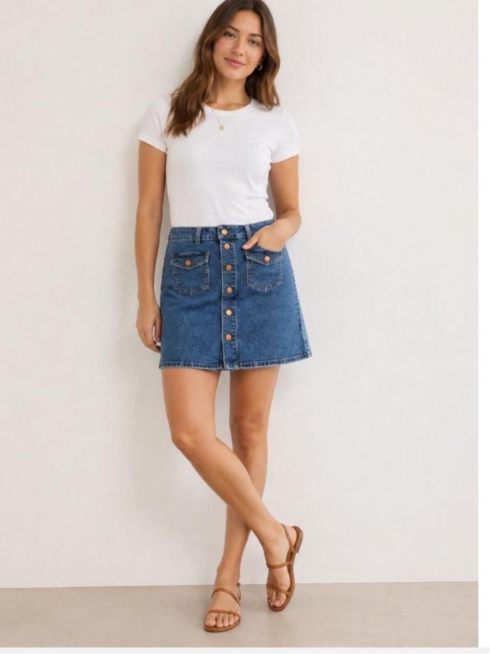 Madewell Two-Toned Blue Button-Front Denim Mini Skirt