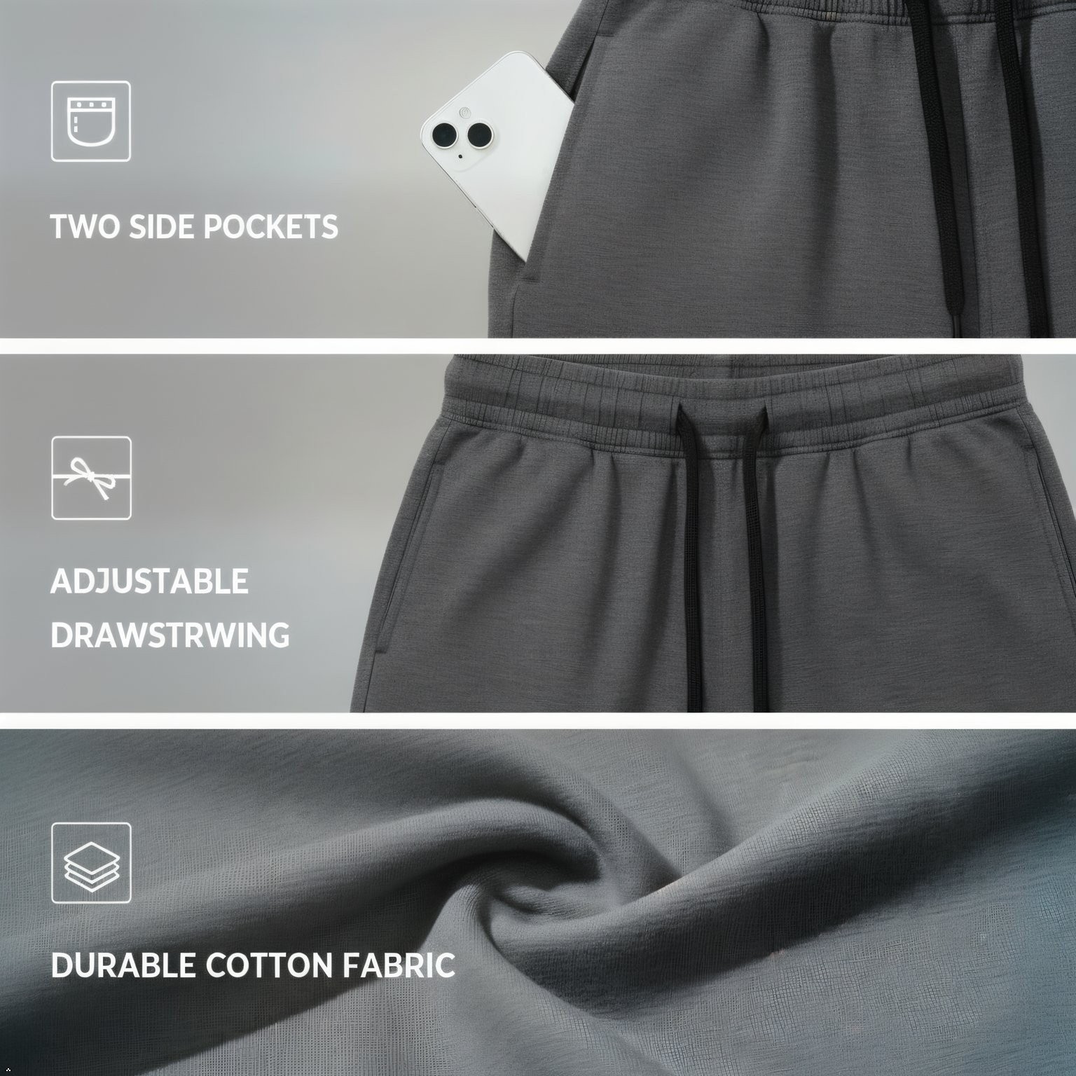 Republic Blue Men’s Sweat Shorts Fleece Cotton Jogger Gym Shorts with Pockets