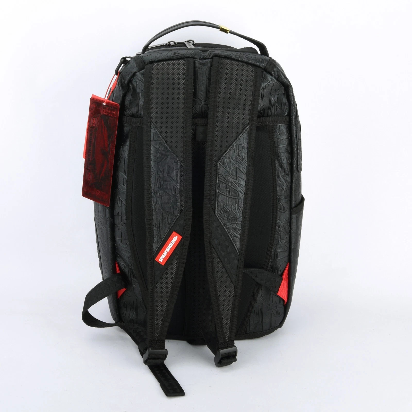 Sprayground Nightflight G800 Black DLXV Leather Shark Zipper Backpack Bag
