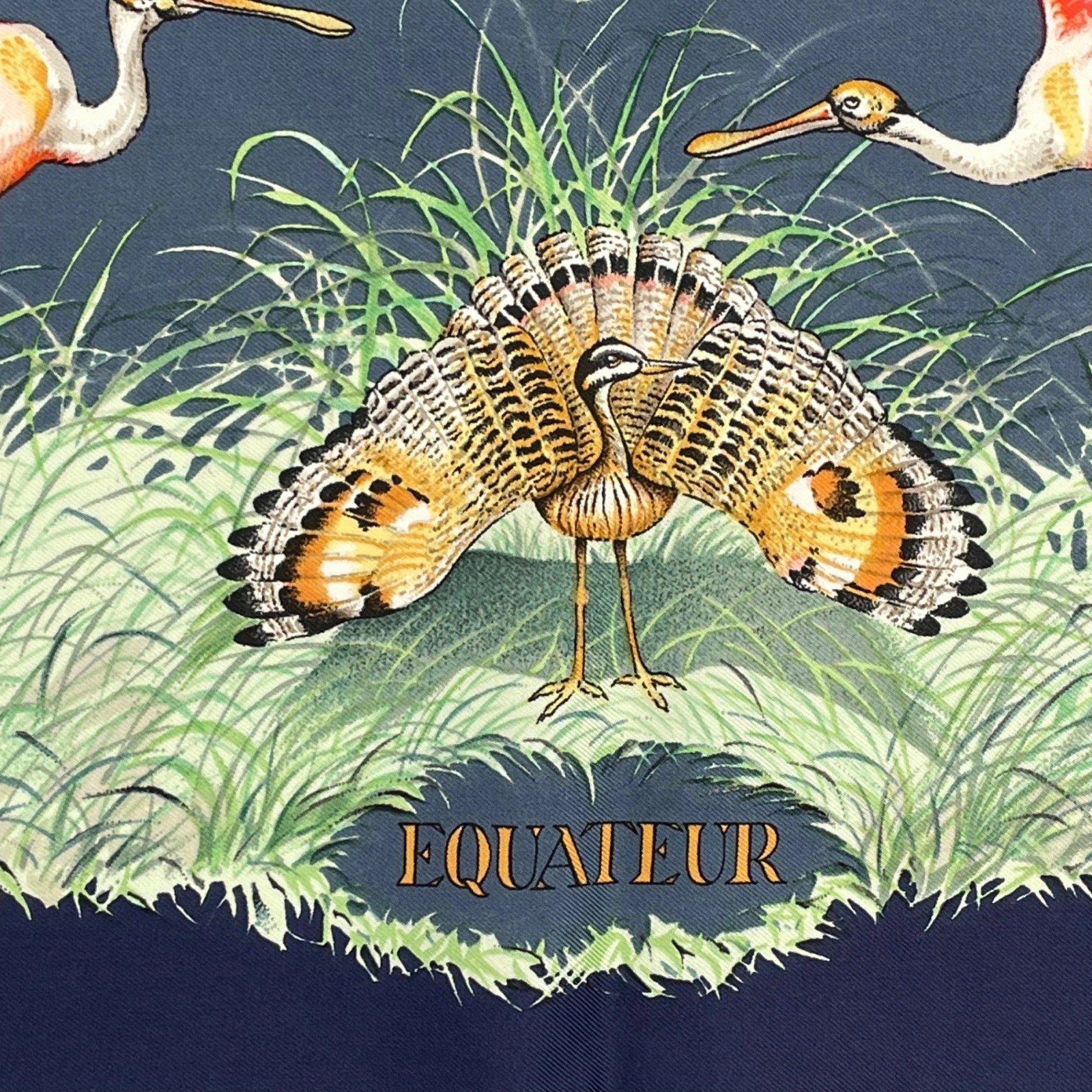 HERMES Carre 90 35 in EQUATEUR Silk Scarf Navy Multicolor [Japan]